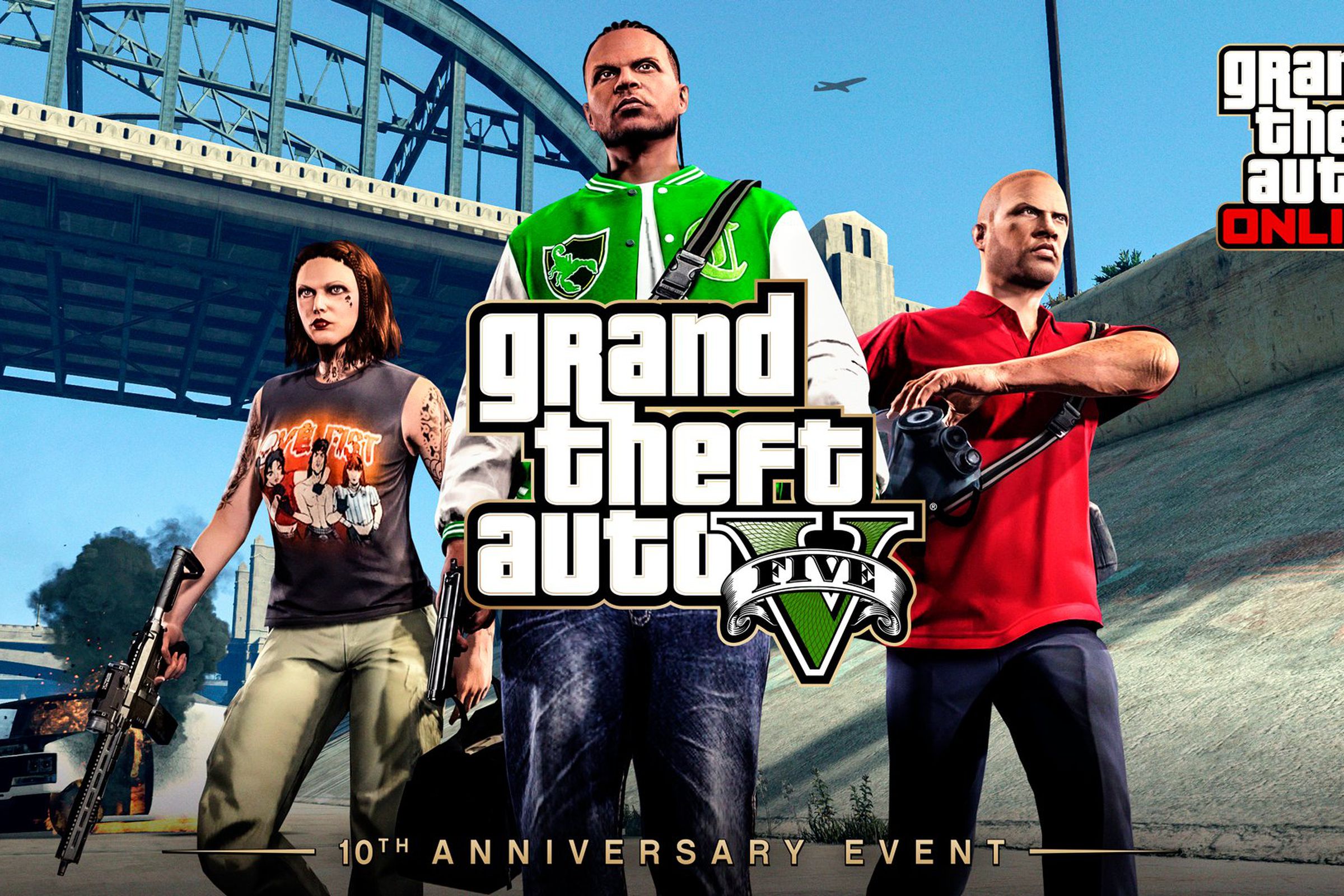 A promotional image for Grand Theft Auto V’s tenth anniversary event.