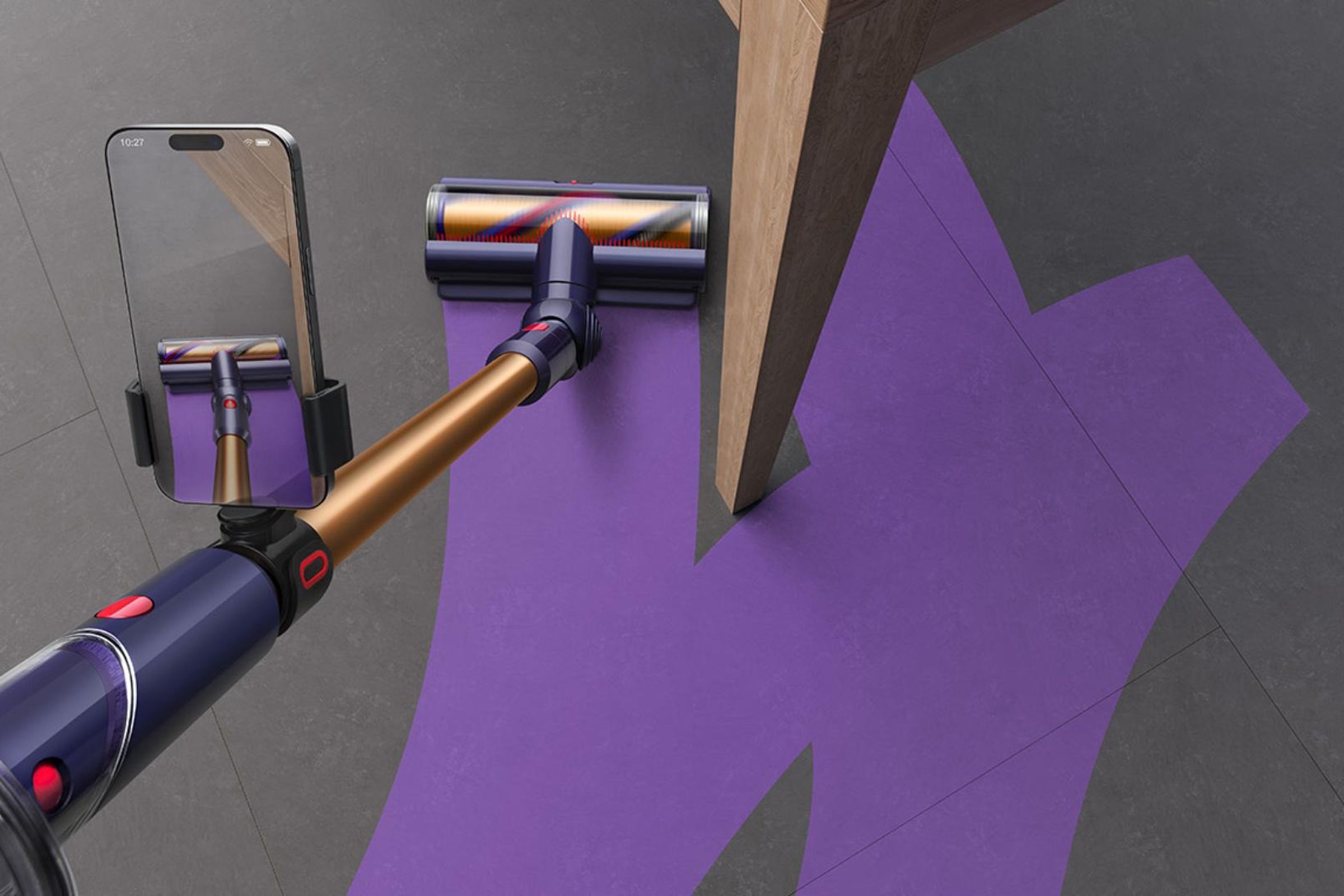 Illustration showing how the Dyson CleanTrace app works