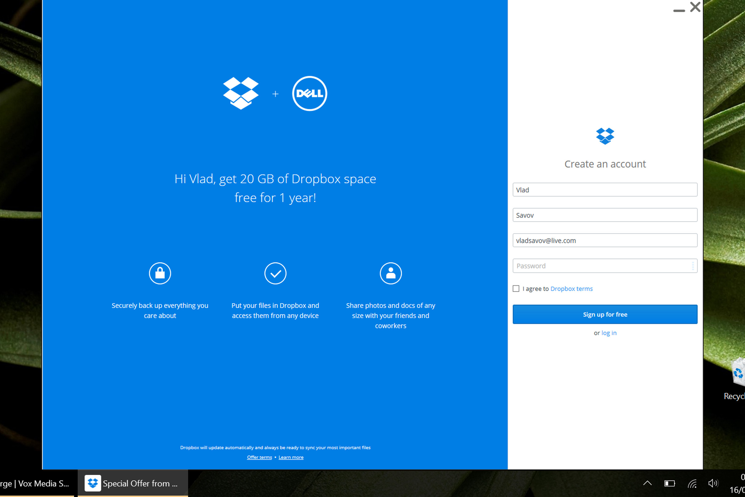 dropbox and dell offer