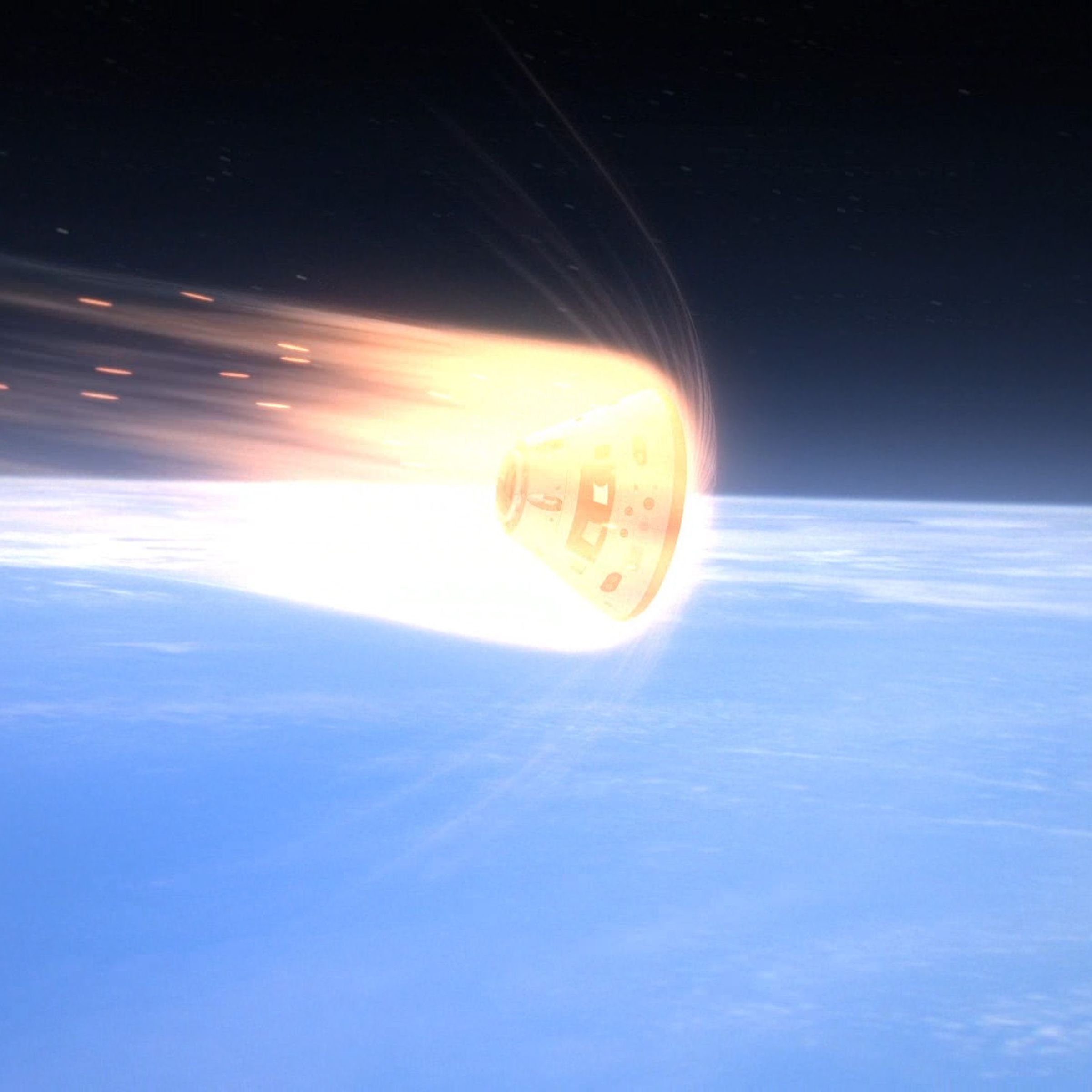 An animation of Orion's return through the atmosphere