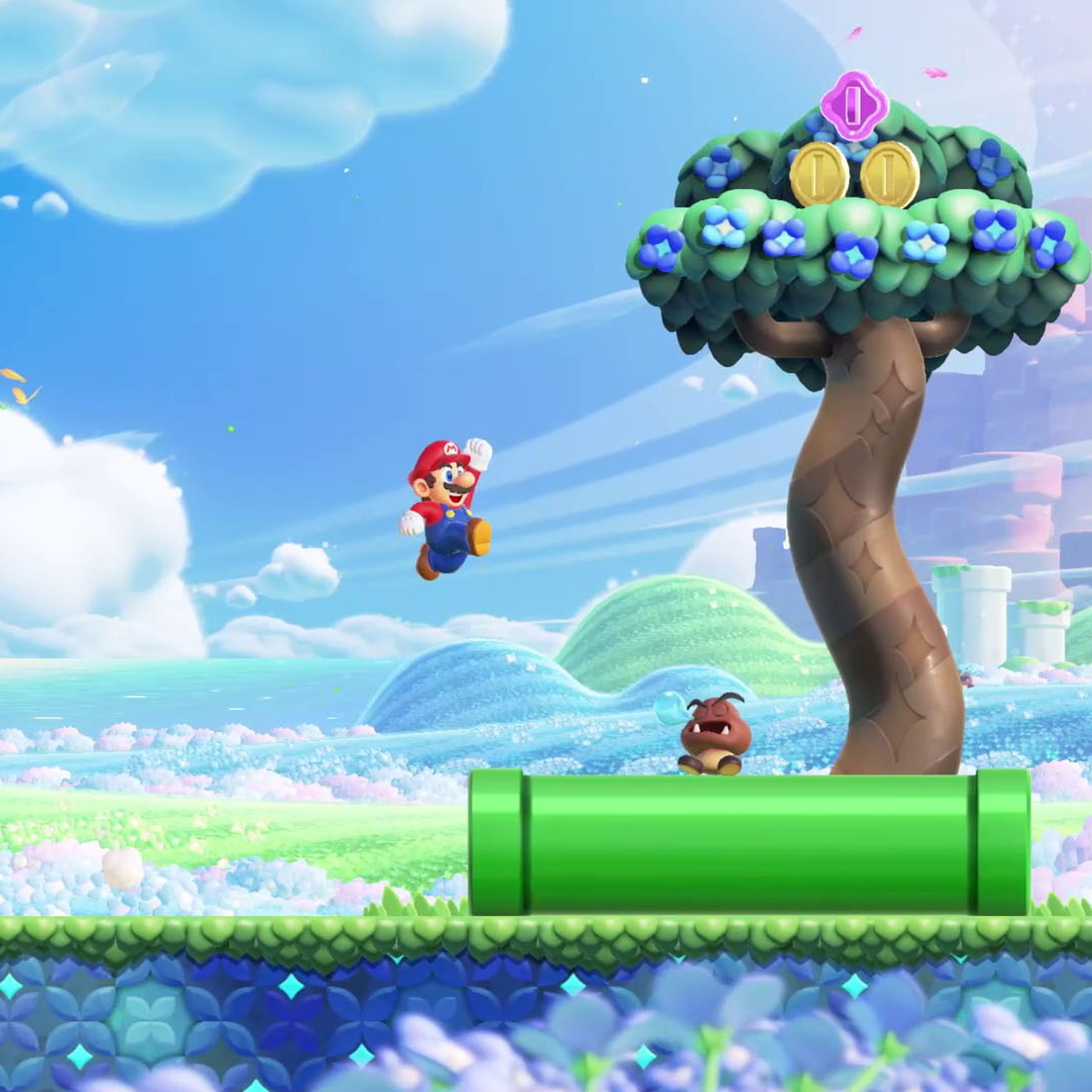 A screenshot from the video game Super Mario Bros. Wonder.
