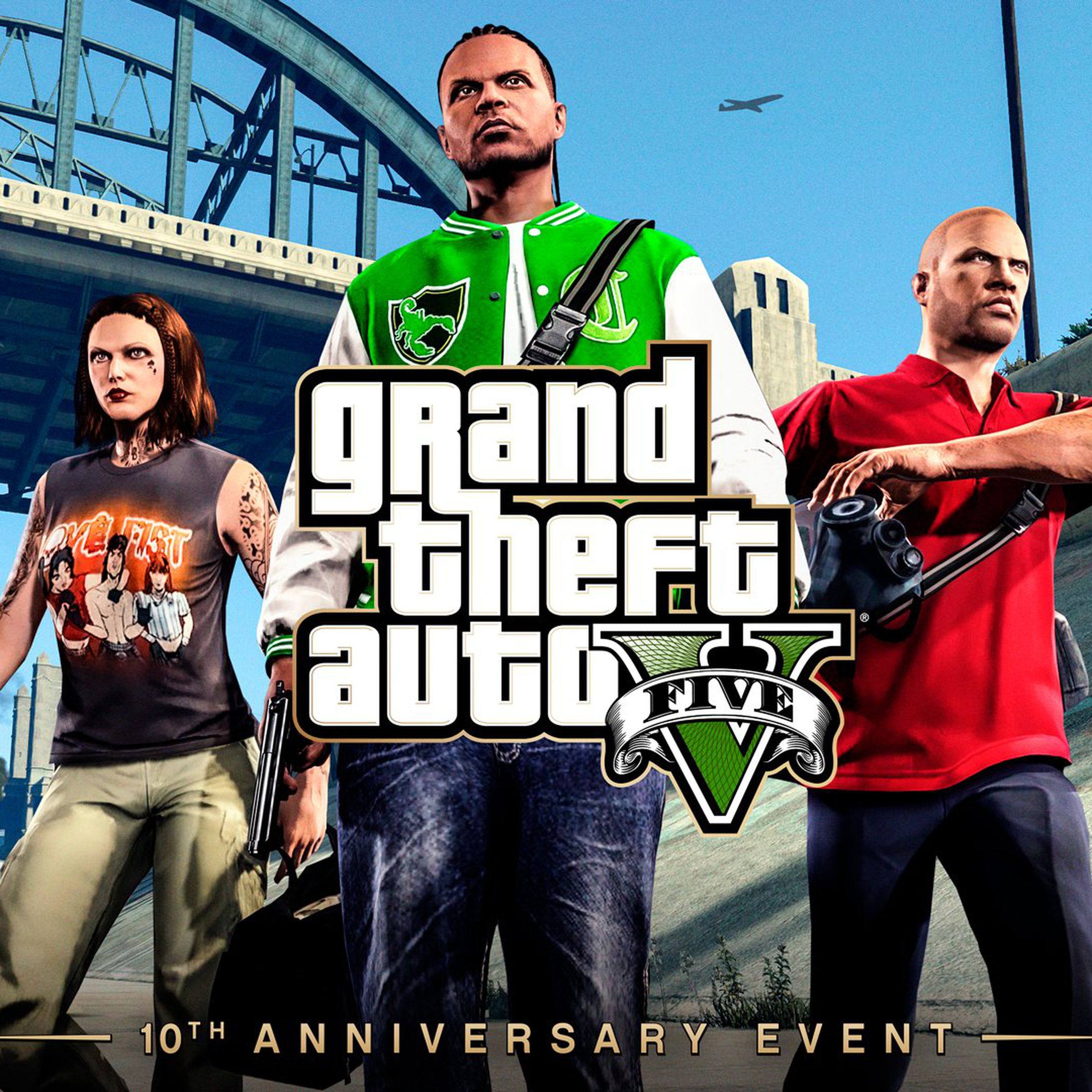 A promotional image for Grand Theft Auto V’s tenth anniversary event.
