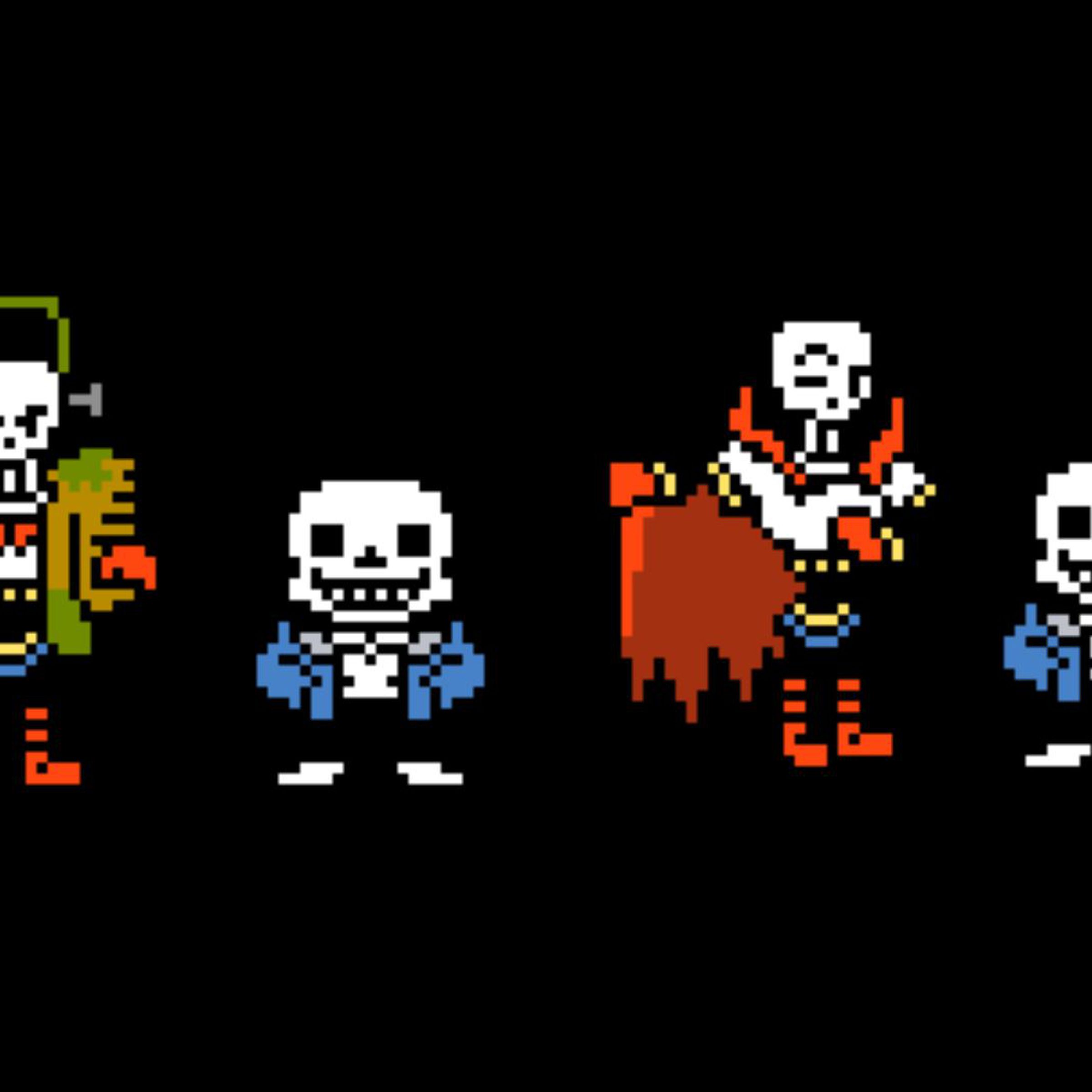 Image of Undertale characters Papyrus and Sans with Papyrus dressed in a costume of Frankenstein’s monster and Dracula.