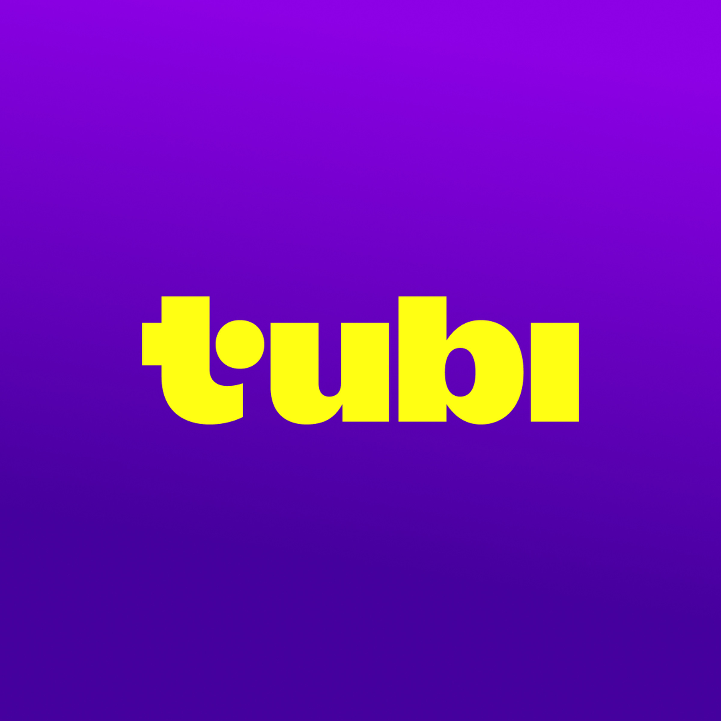 The name “Tubi” spelled in yellow stylized letters on a purple background.