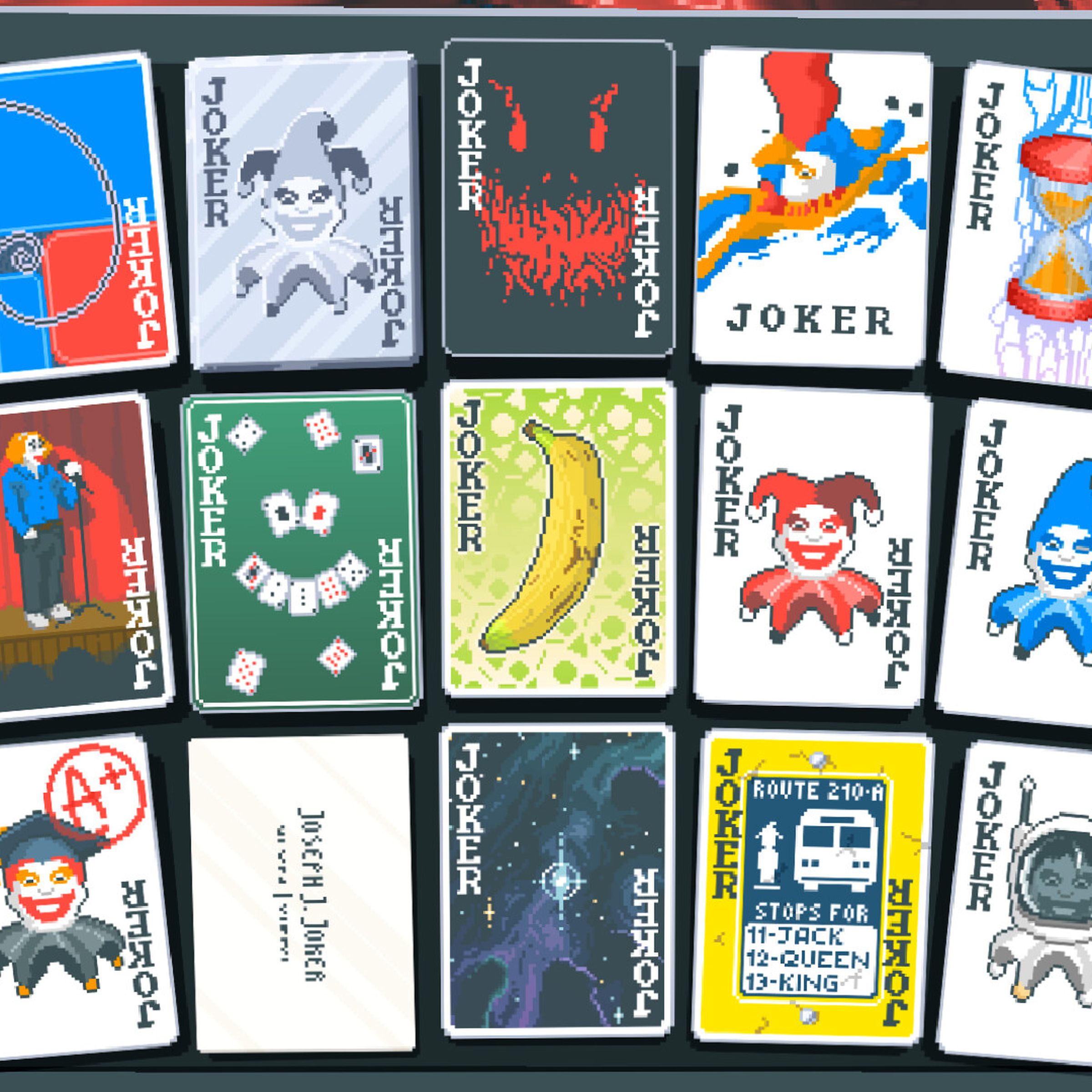 Screenshot from Balatro featuring an assortment of different Joker cards