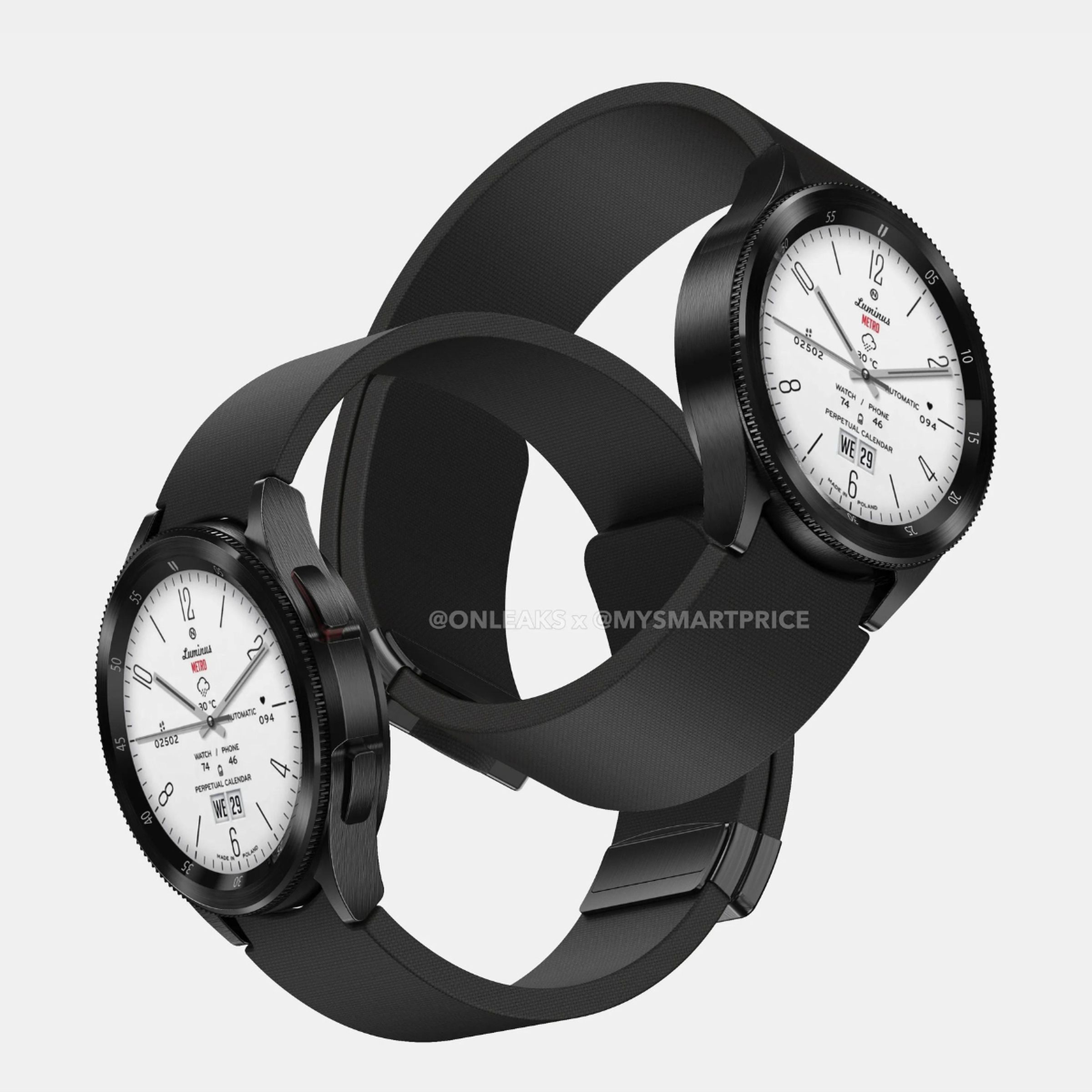 Leaked CAD renders of the Samsung Galaxy Watch 6 Classic.