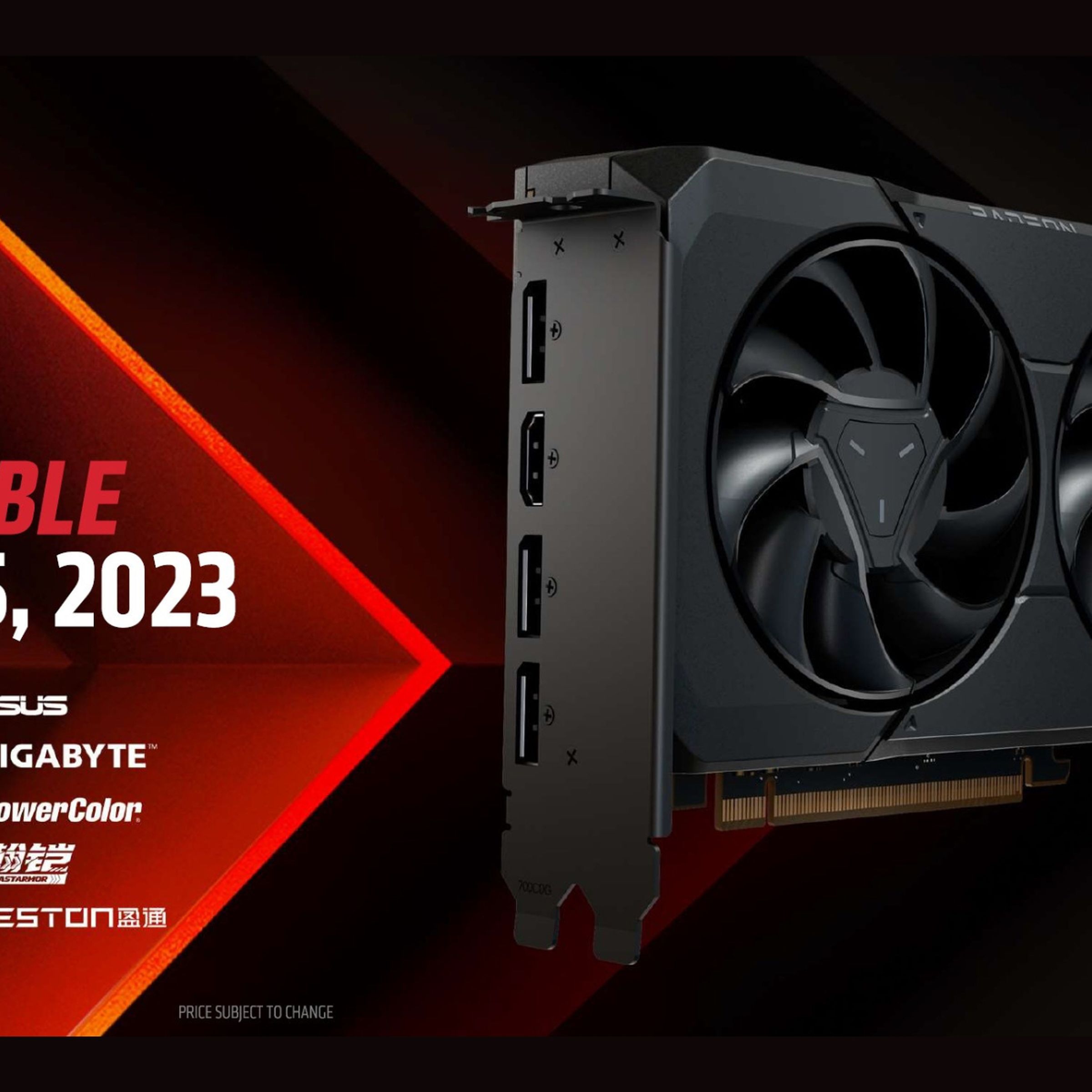 A screenshot taken from an AMD slideshow announcing that the Radeon RX 7600 GPU is available on May 25th for $269.