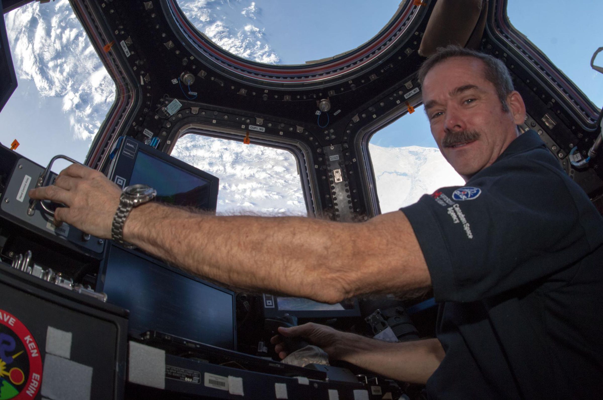 Astronaut Chris Hadfield in the ISS Cupola.
