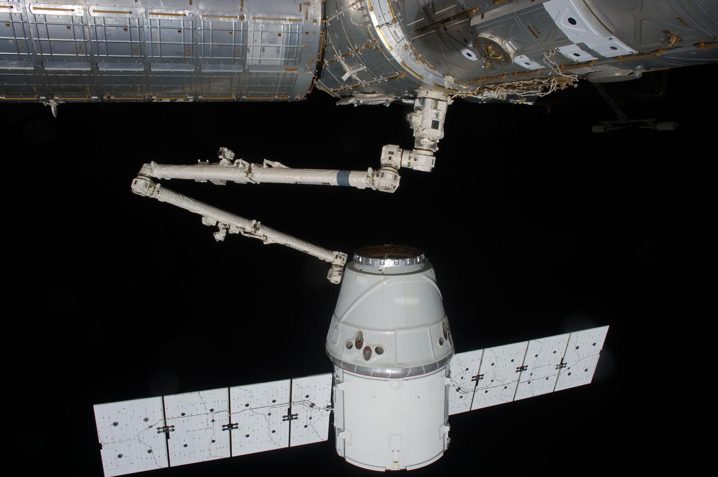 SpaceX’s cargo Dragon capsule became the first commercial vehicle to attach to the International Space Station in 2012.
