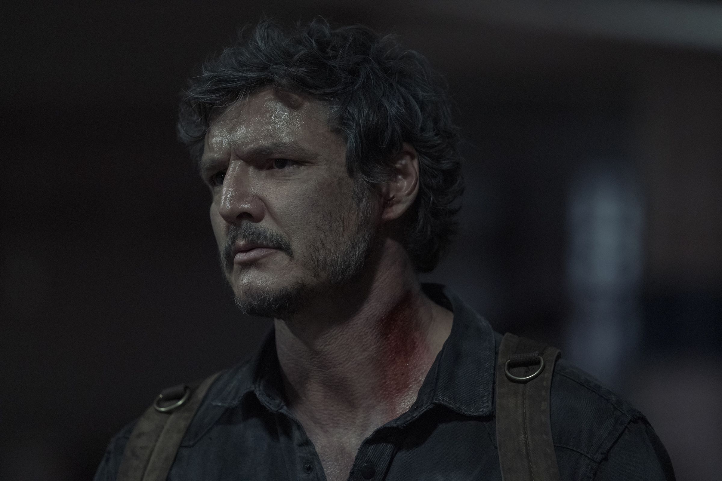 A still photo of Pedro Pascal in The Last of Us.