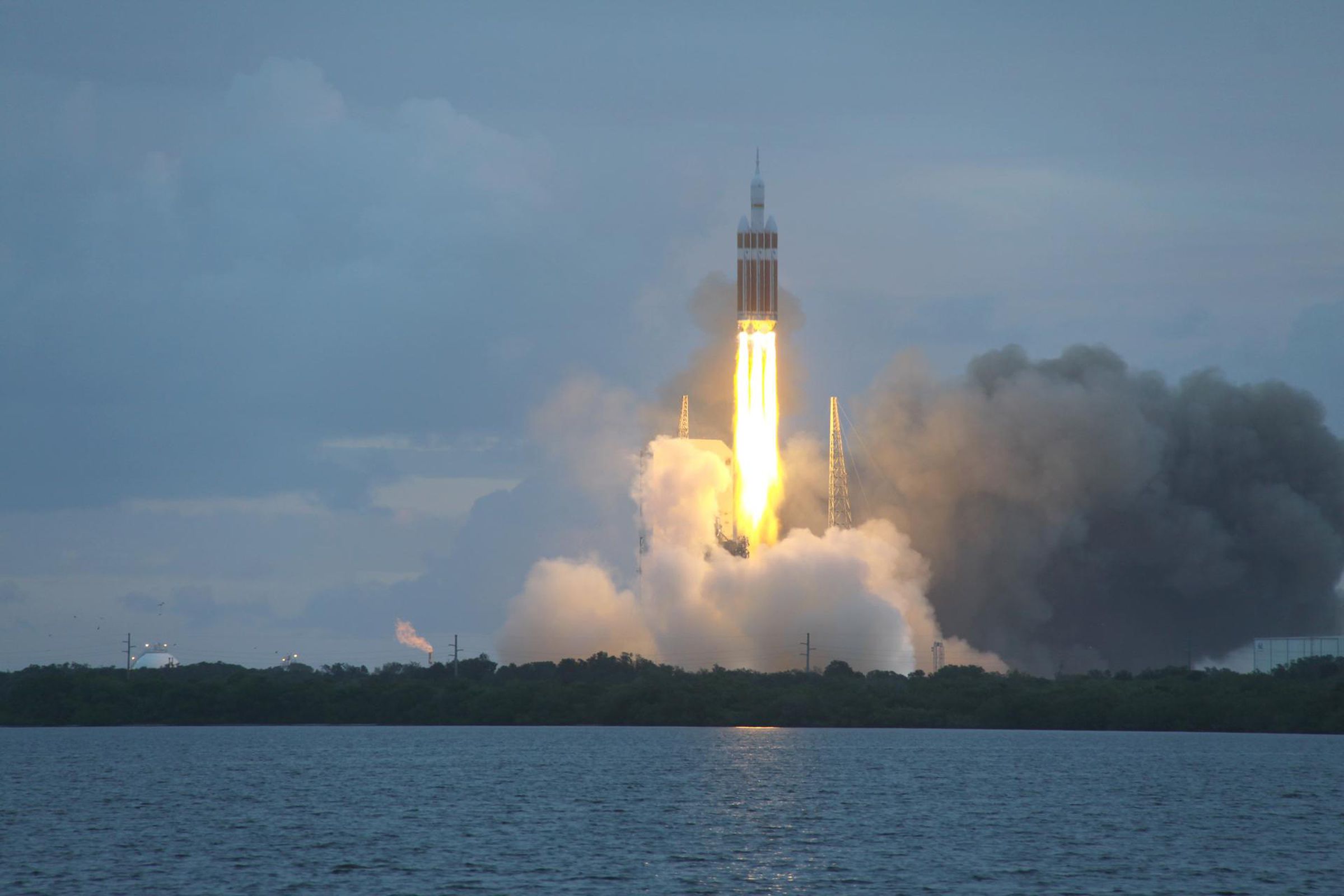 A Delta IV Heavy launching the Orion crew capsule in 2014.
