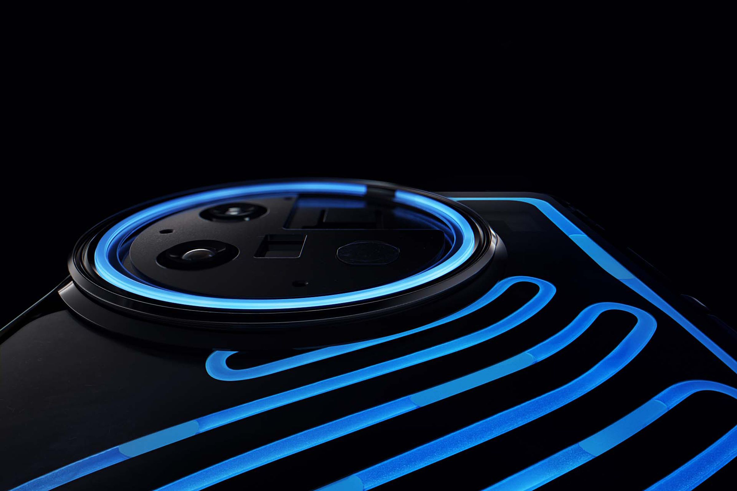 Đường ống màu xanh ở mặt sau của khái niệm OnePlus 11.