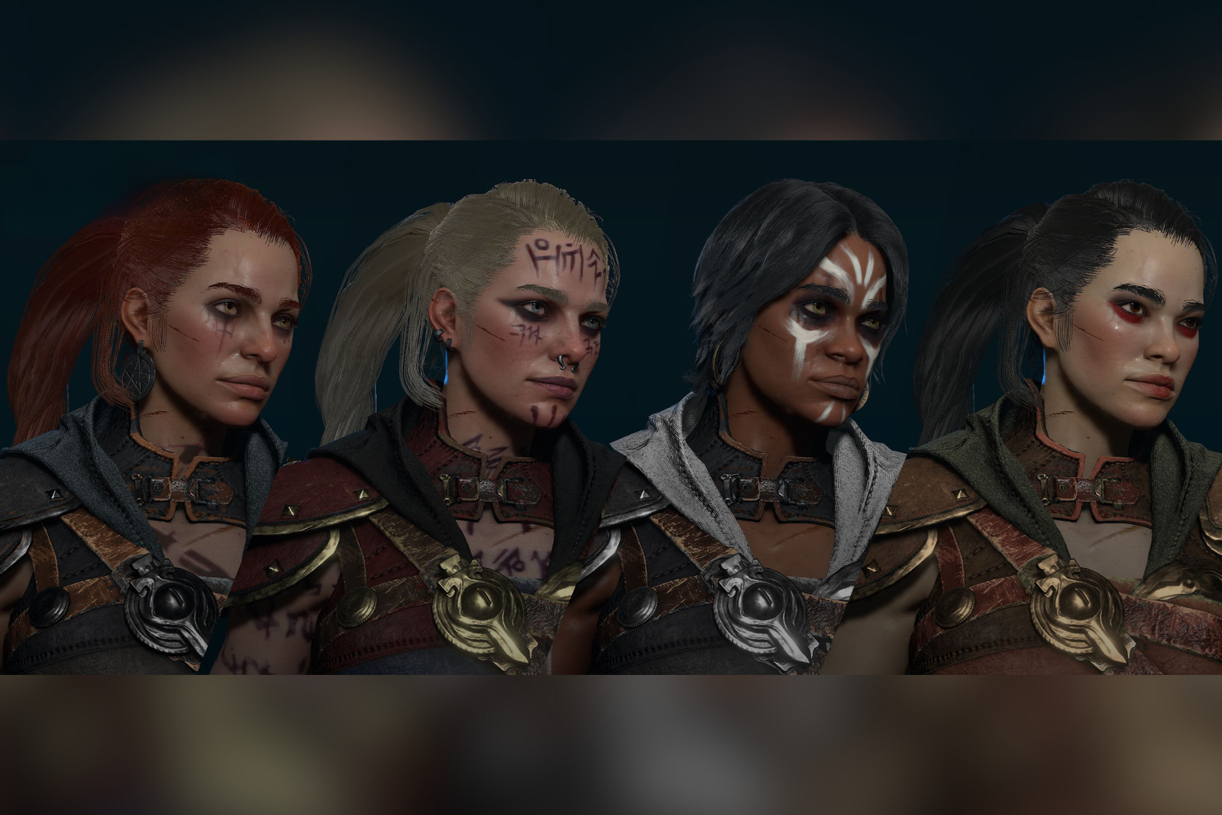 Screenshot from Diablo IV featuring the many facial customization options fo the game’s character creator