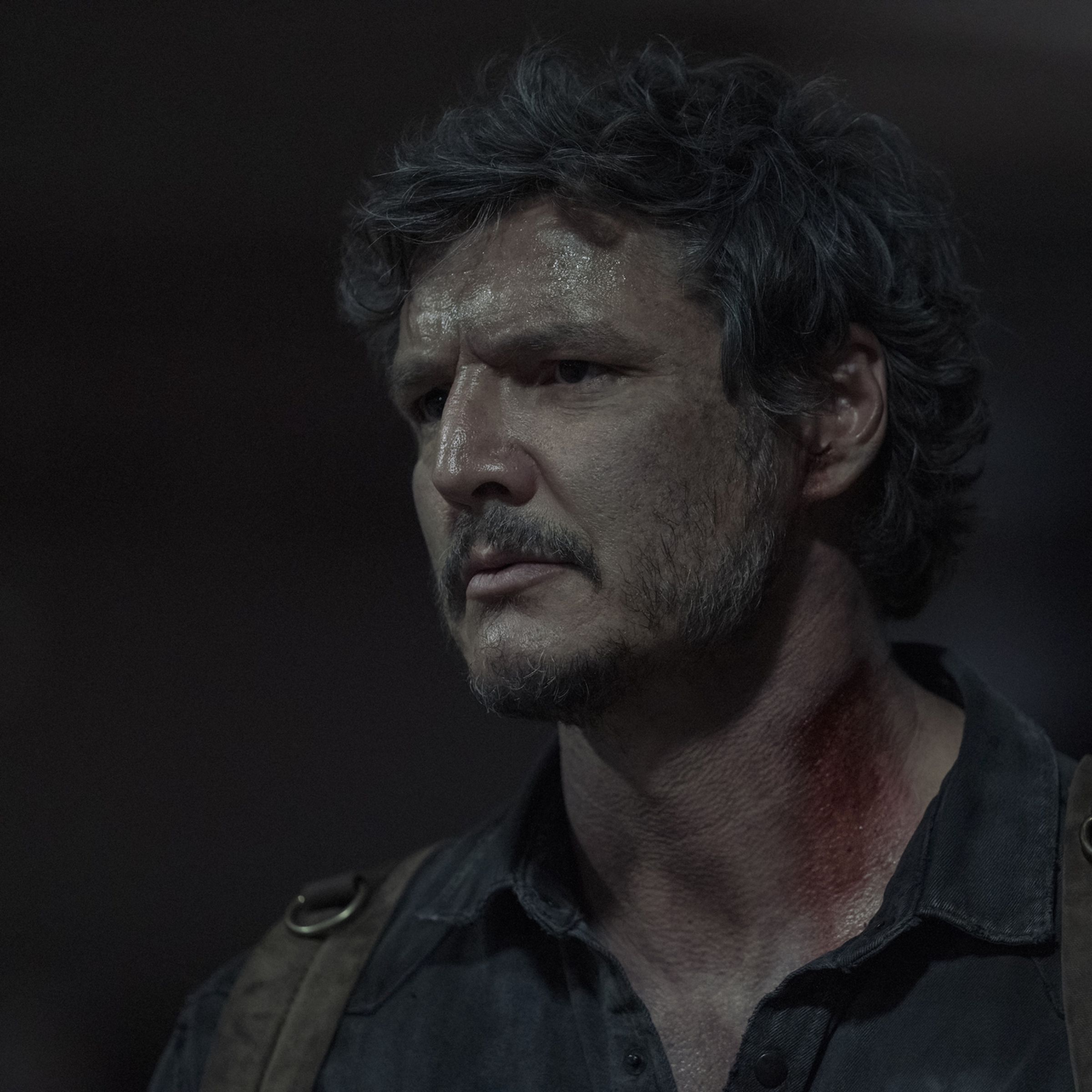 A still photo of Pedro Pascal in The Last of Us.