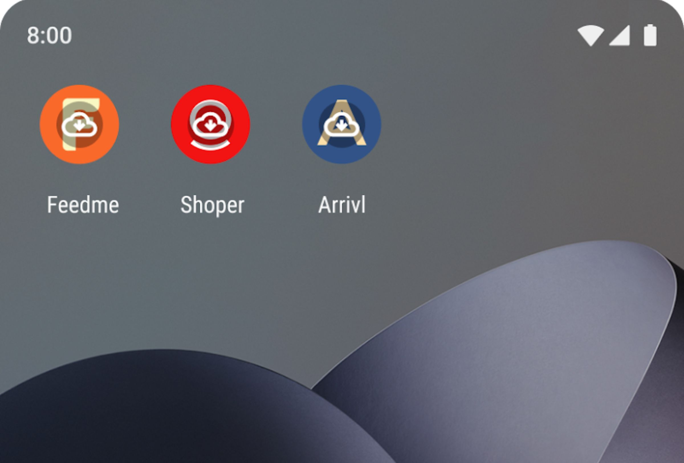 App icons as they appear when Androids auto-archive feature is enabled. The icons have a cloud symbol overlayed.