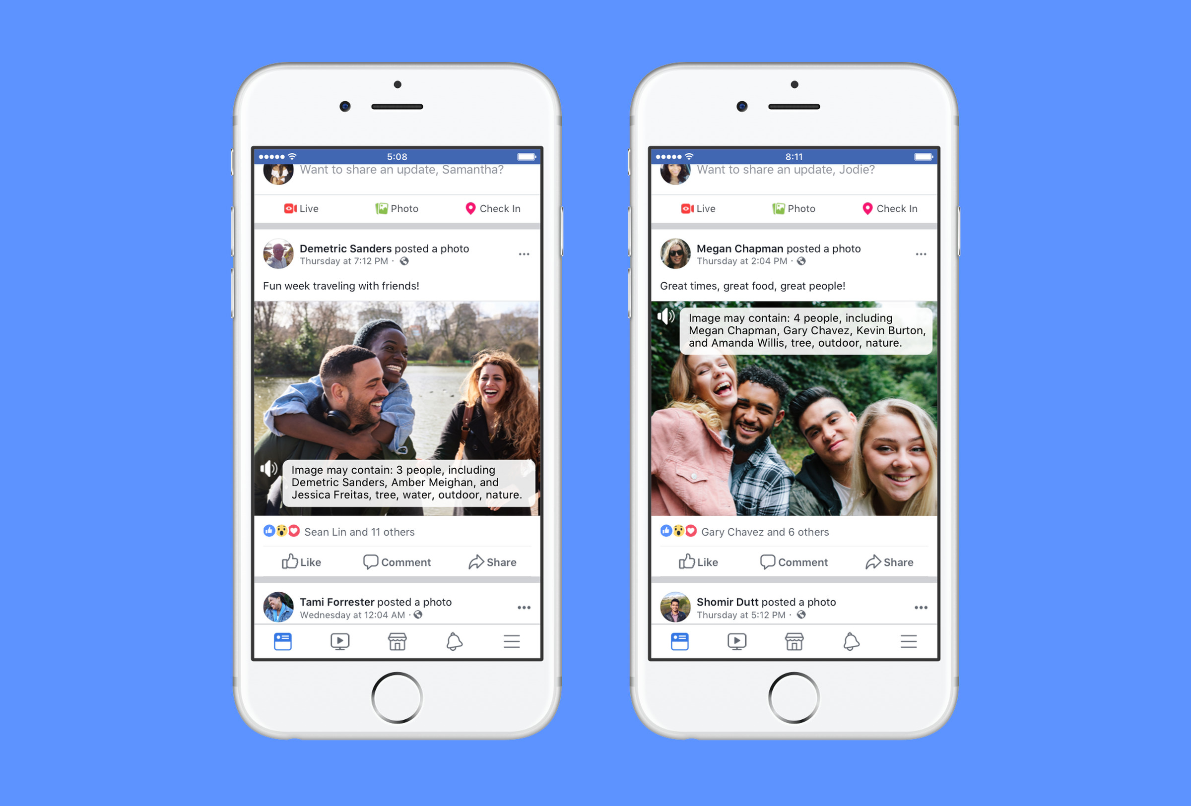 The new tool will also be used to improve Facebook’s automatic text descriptions — telling visually impaired users not just what is in a picture, but also who.
