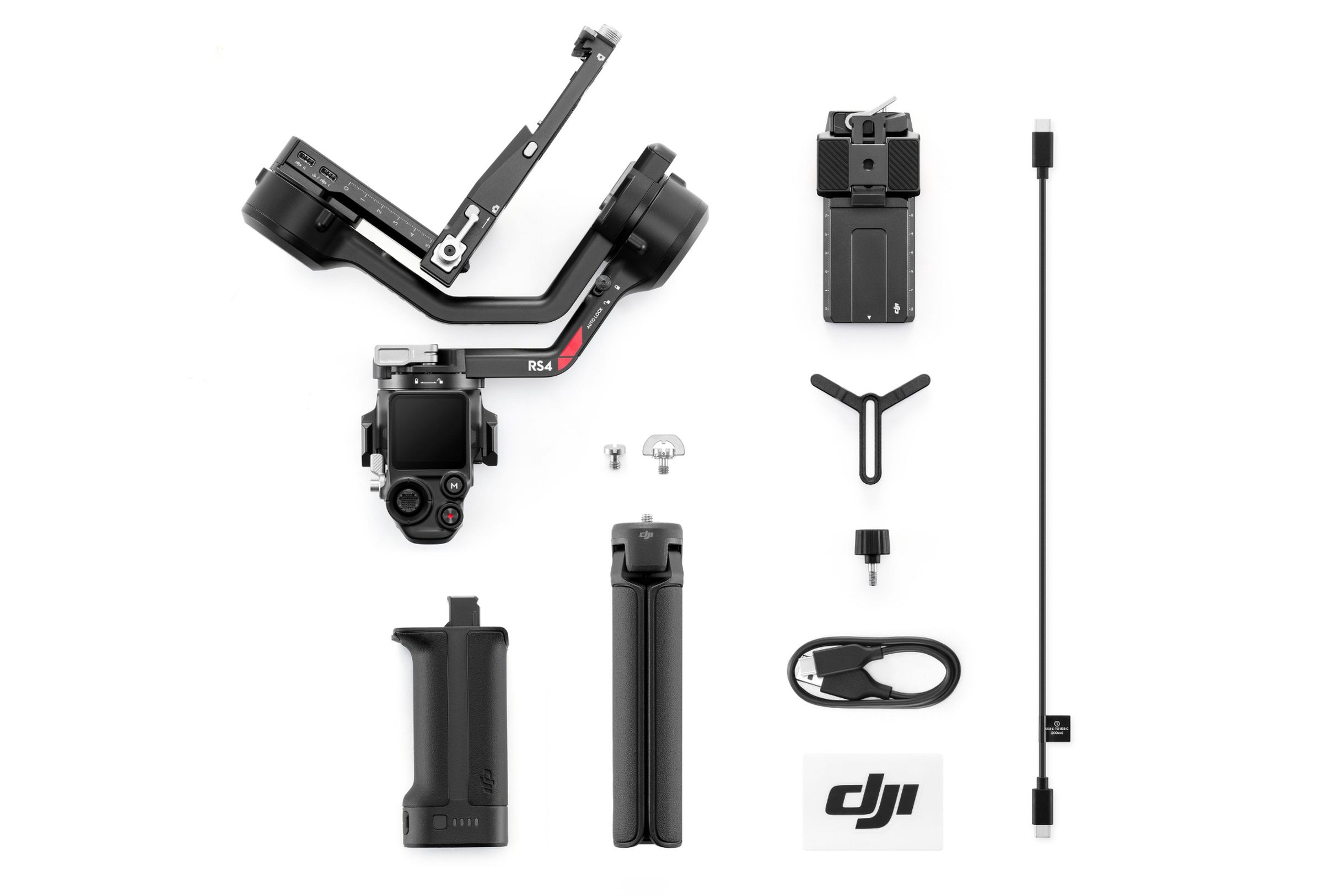 Accessories for the DJI RS 4 against a white background.