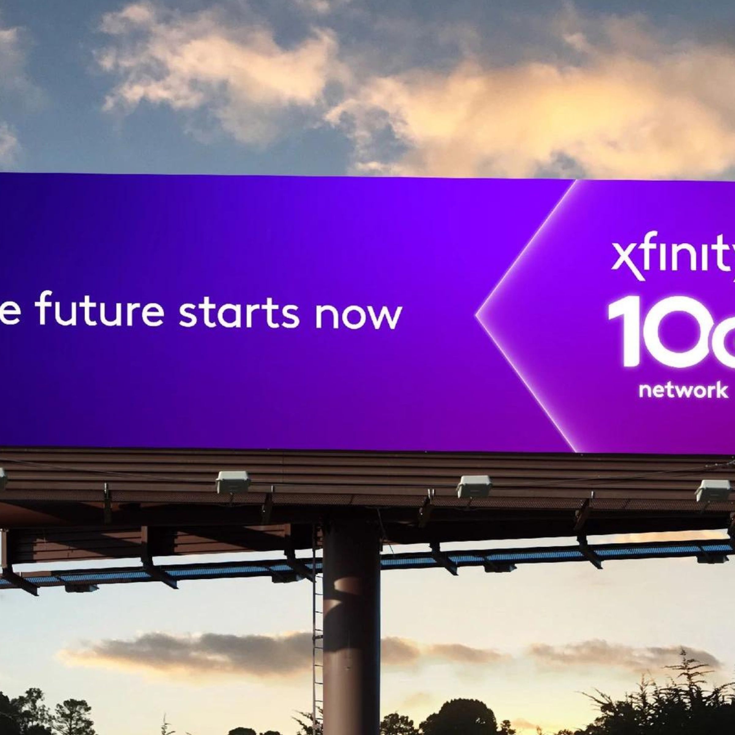 A billboard advertising Comcast’s Xfinity 10G network.