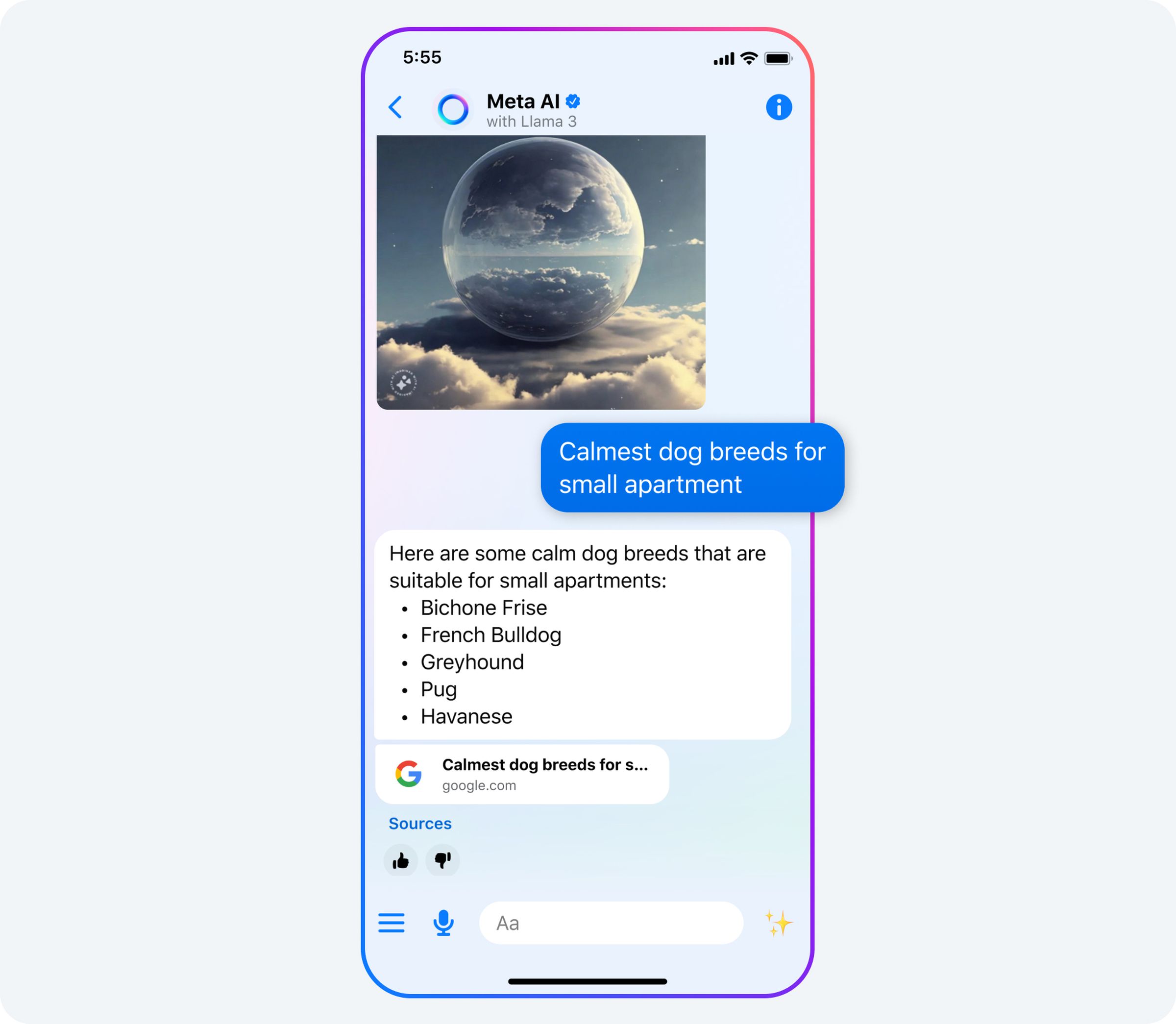 A screenshot of Meta AI’s chatbot.