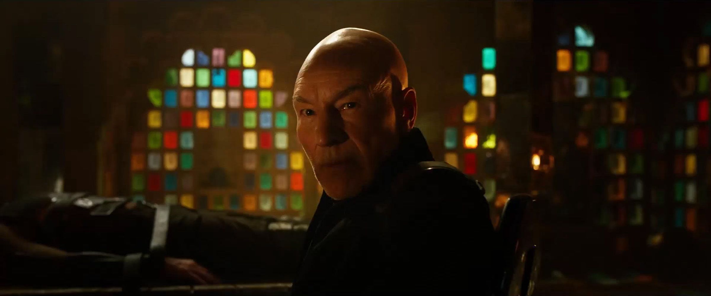 Patrick Stewart as Charles Xavier in X-Men: Days of Future Past.
