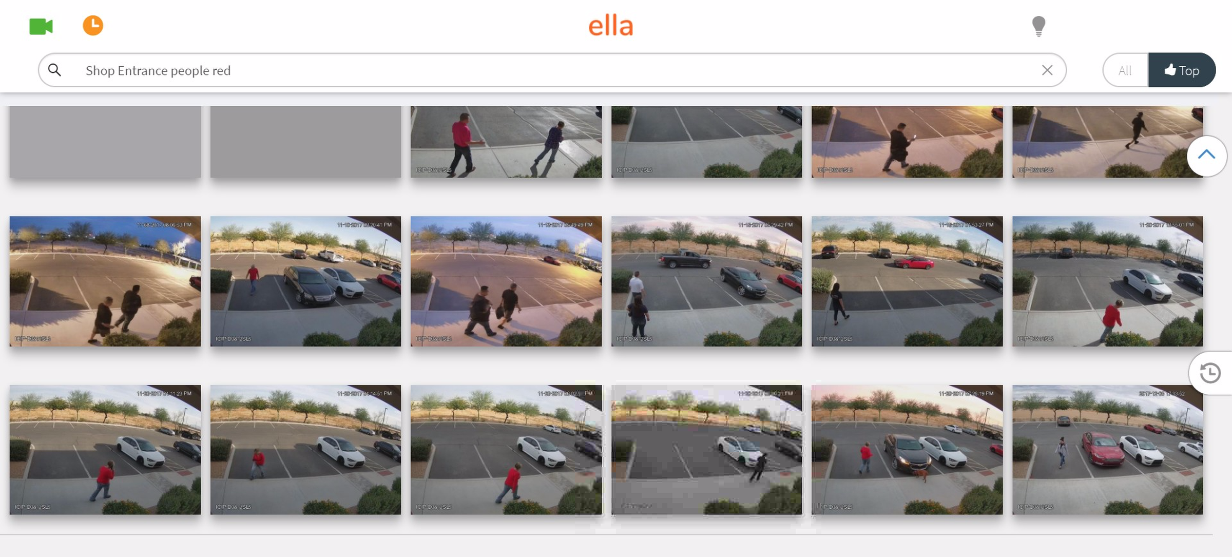A screenshot showing Ella being used to search for people wearing red.