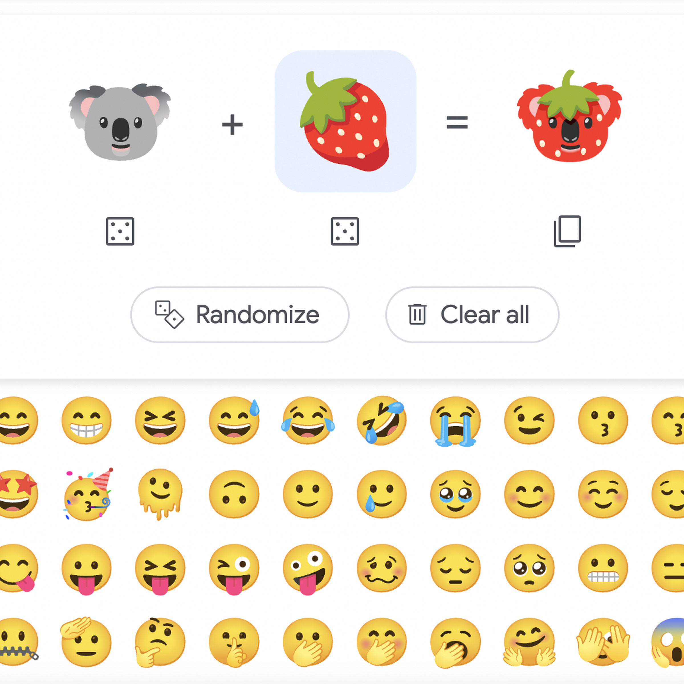 A screenshot showing the Emoji Kitchen feature in Google Search