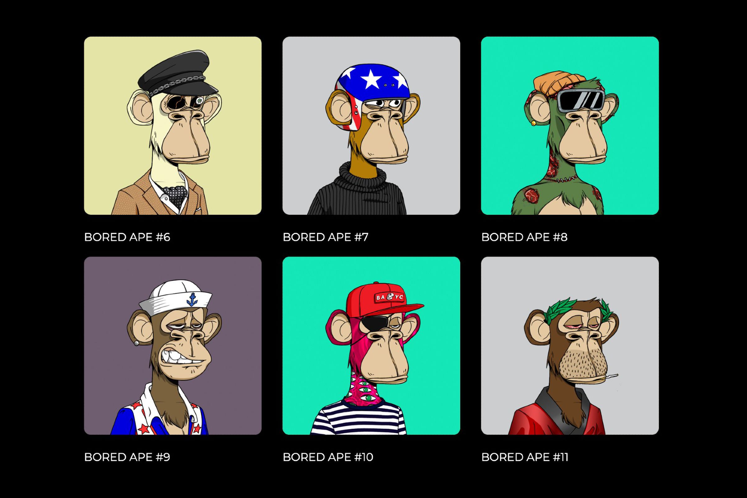 An image showing a gallery of Bored Apes