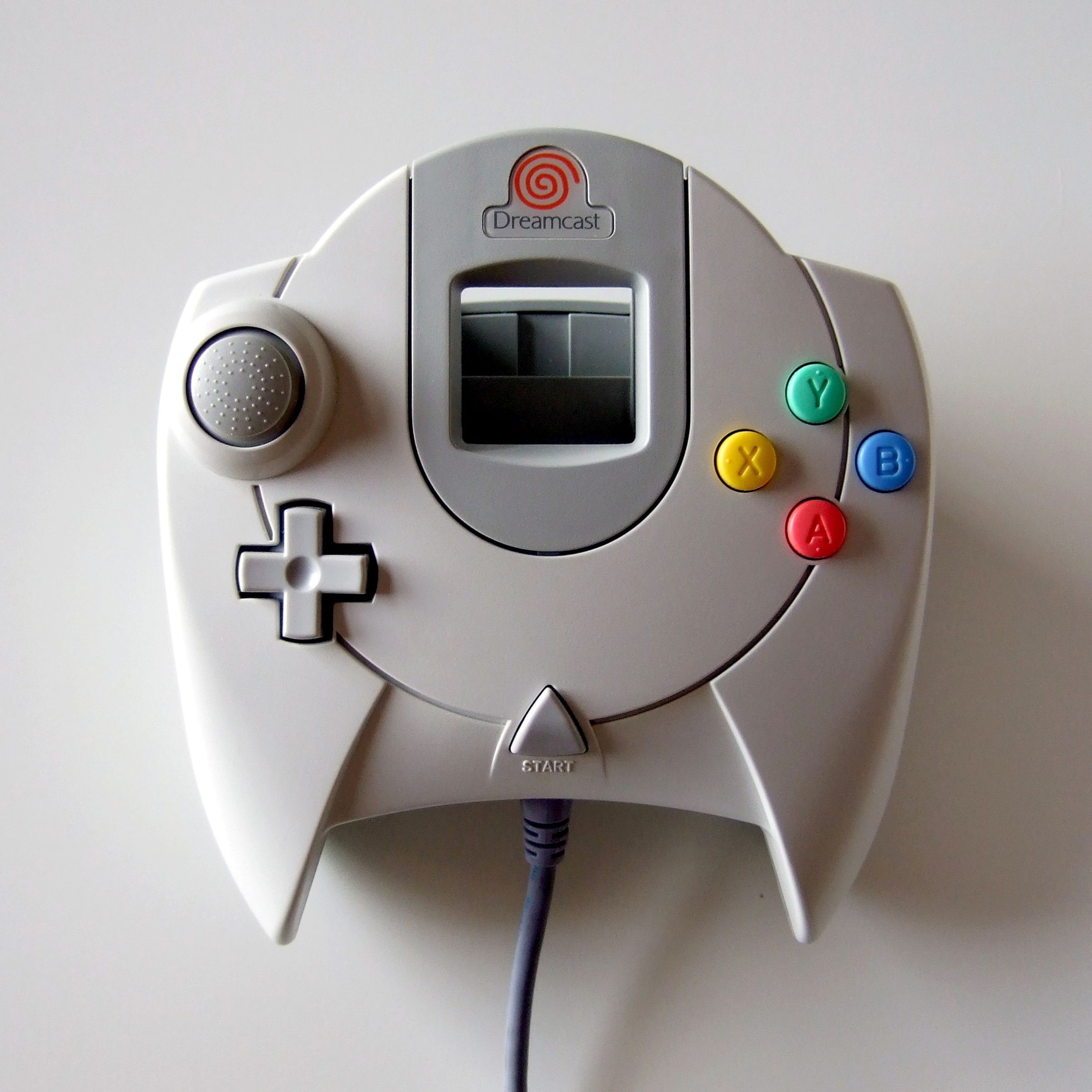 A picture of a Sega Dreamcast controller without the VMU inserted.