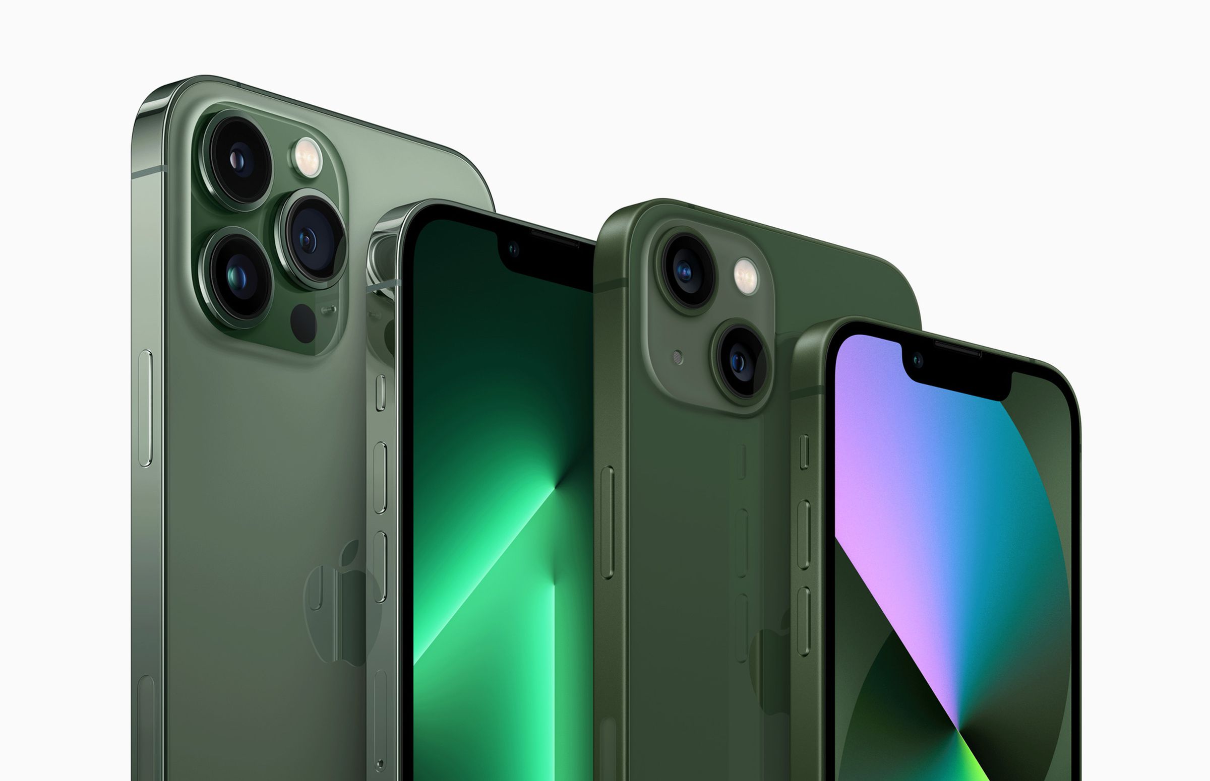The regular and Pro iPhones both get green finishes.