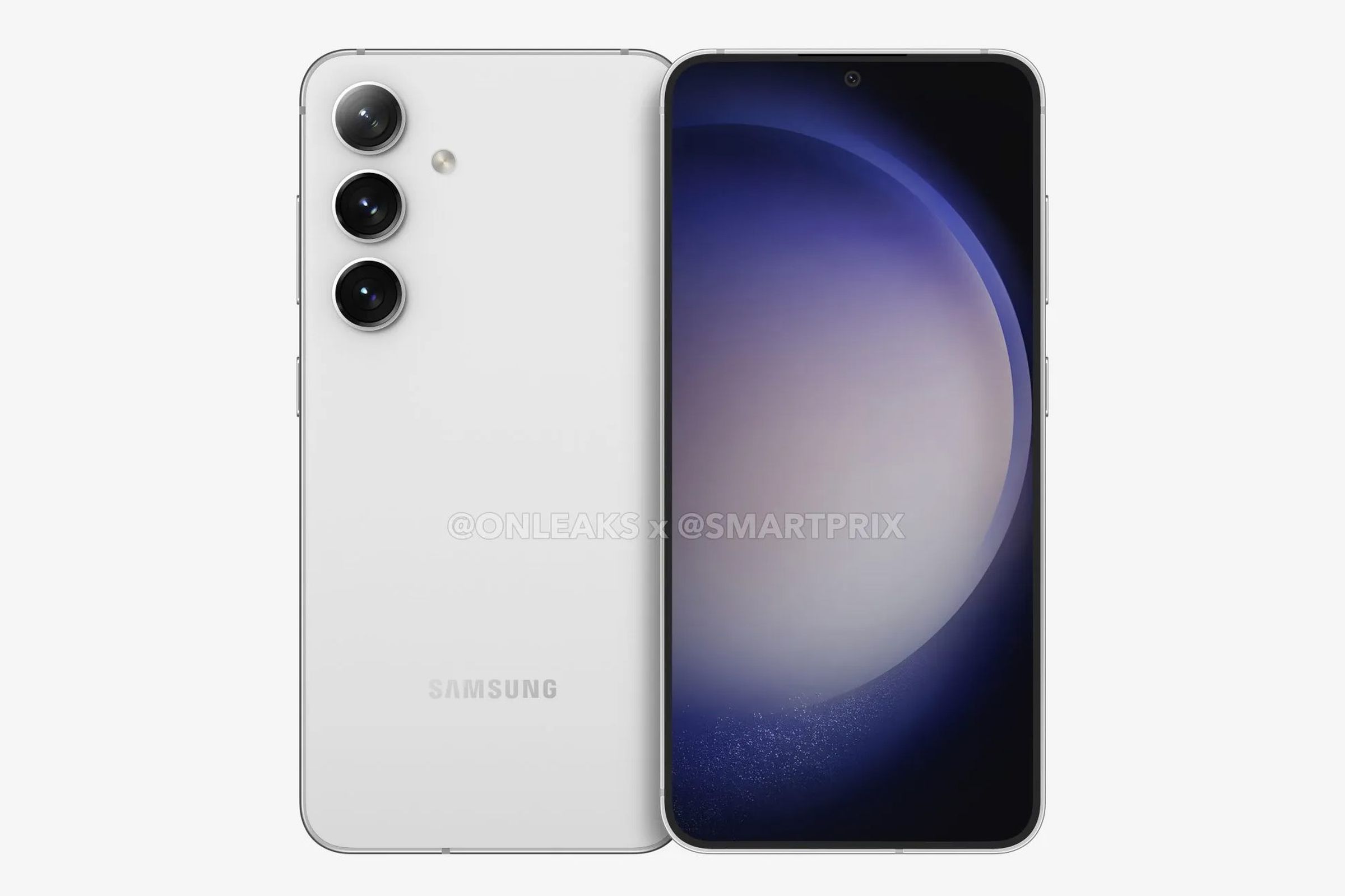 Galaxy S24 render from the front and back.