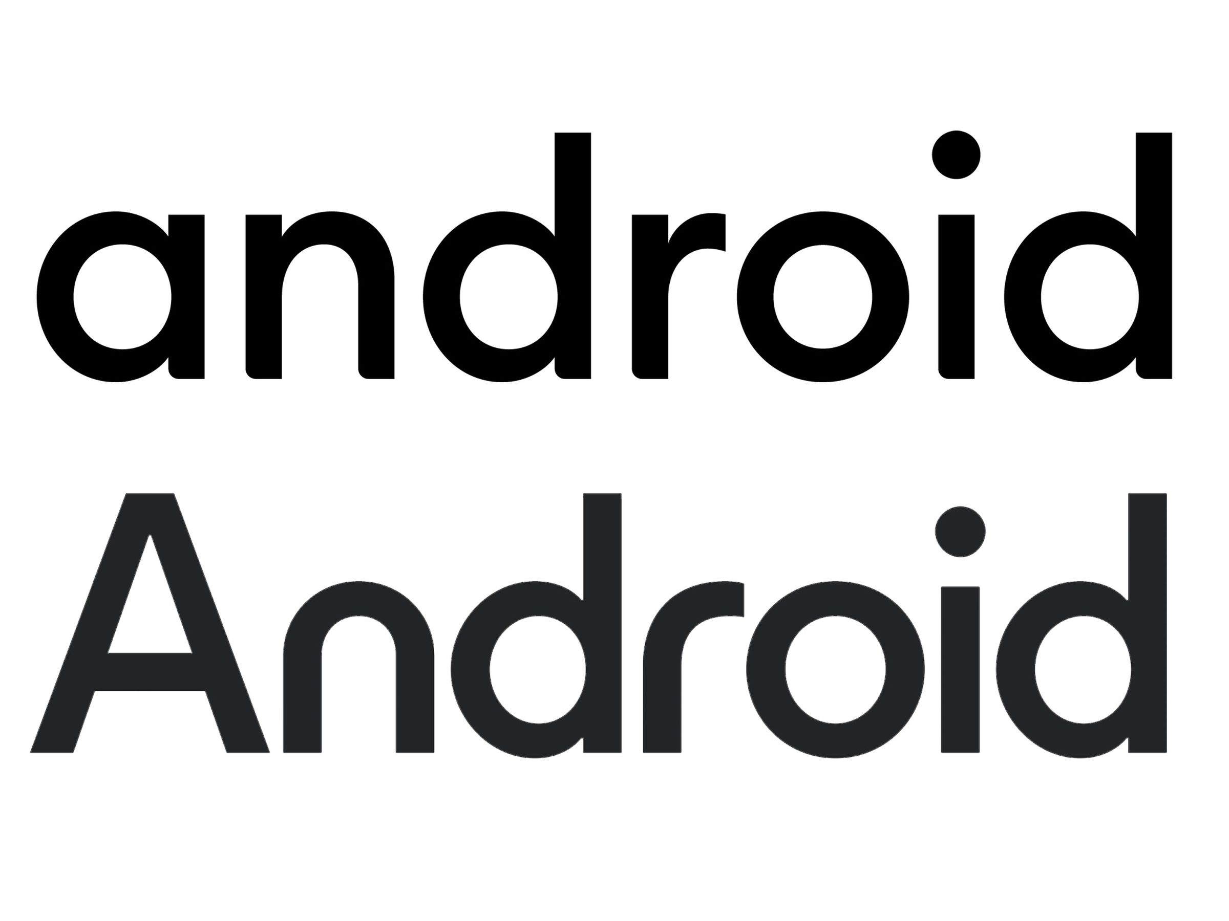 New Android logo compared to the old one showing capital letter A and updated font.