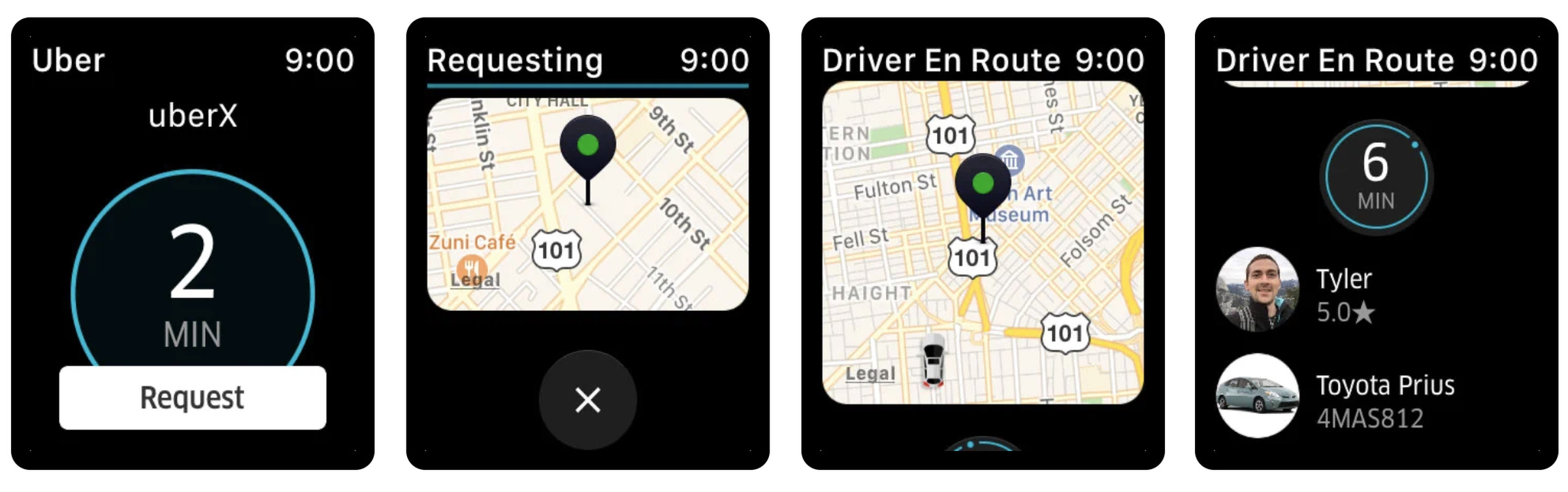 Uber’s Apple Watch app offered basic ride-hailing functionality.