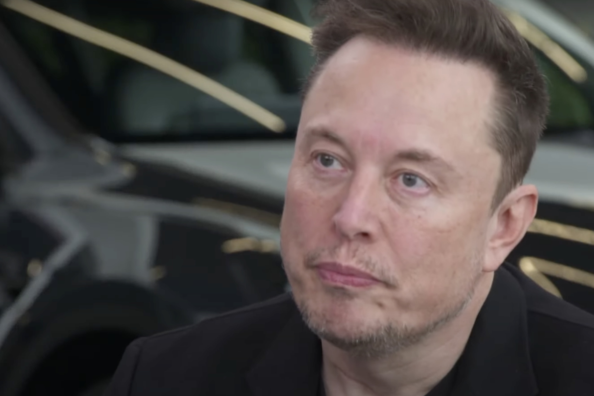 A screenshot of Elon Musk during his interview with Don Lemon