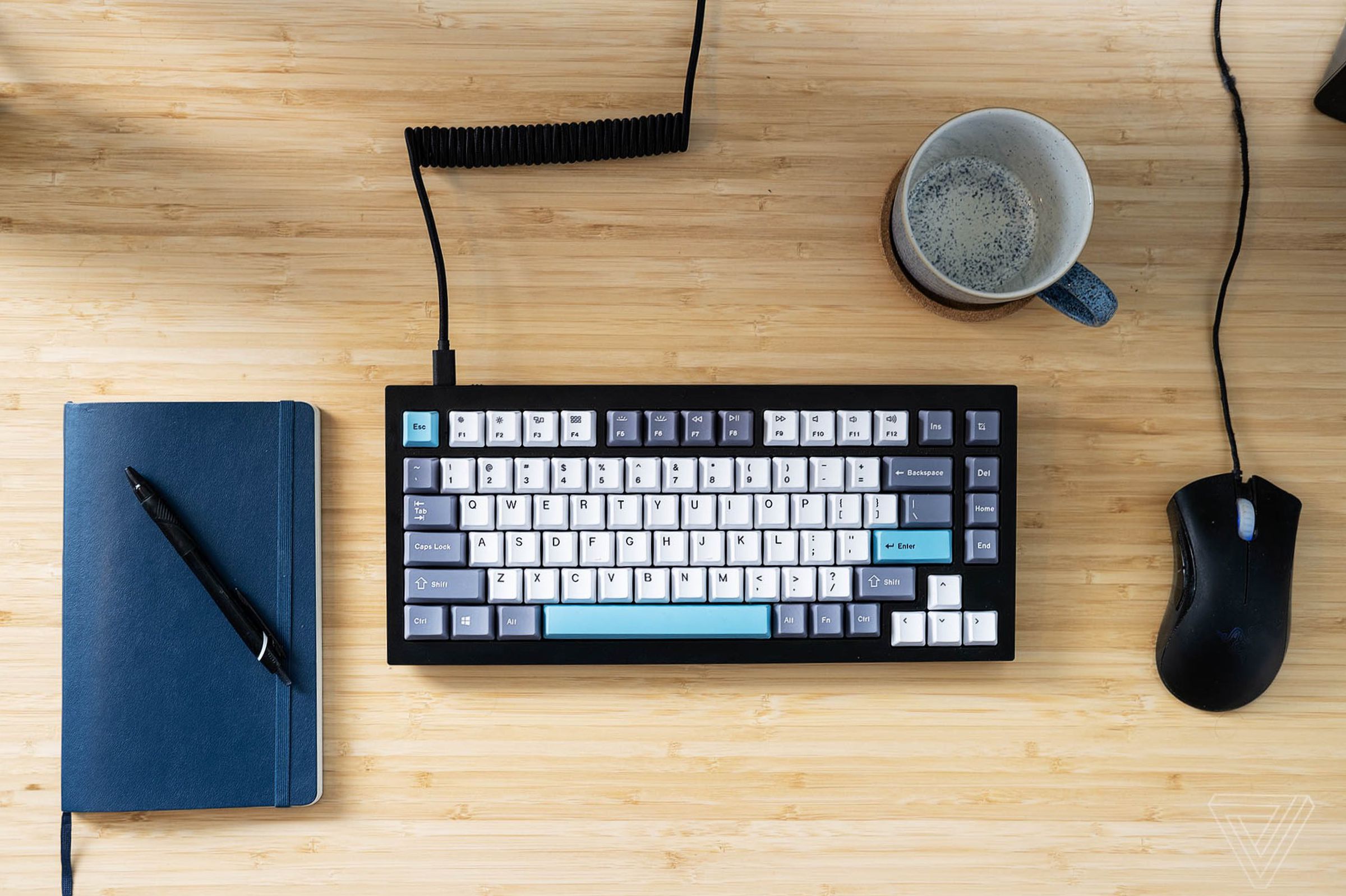 Keychron Q1 keyboard on a desk.