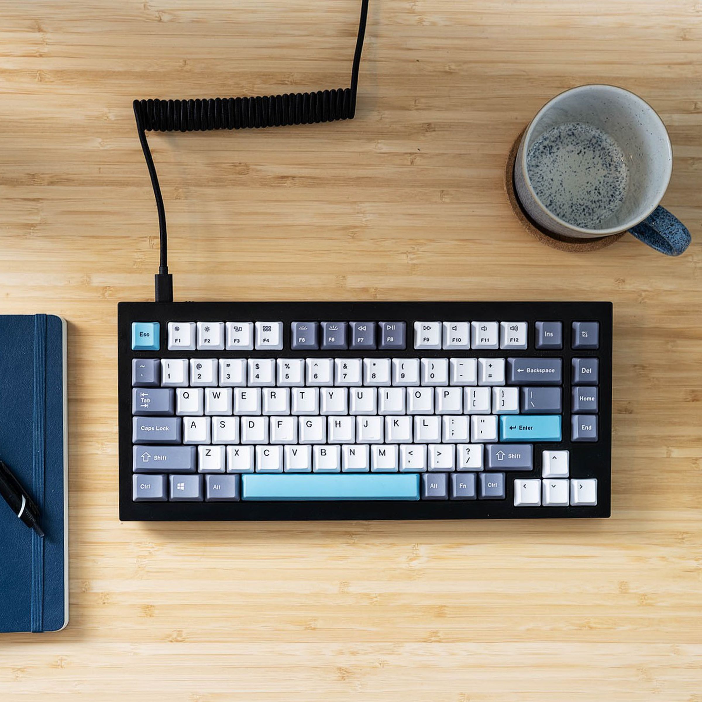 Keychron Q1 keyboard on a desk.