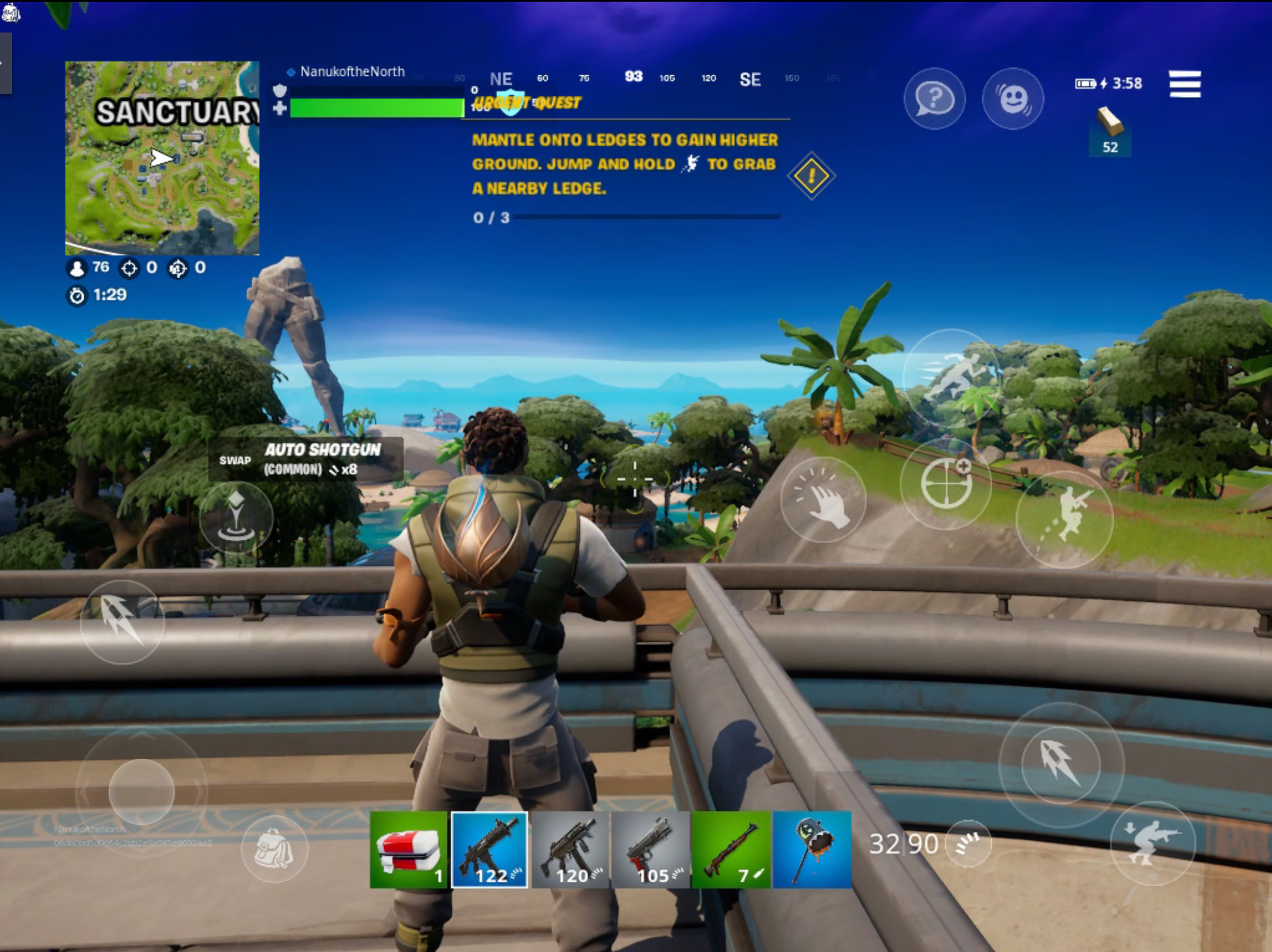 Fortnite’s on-screen control interface.