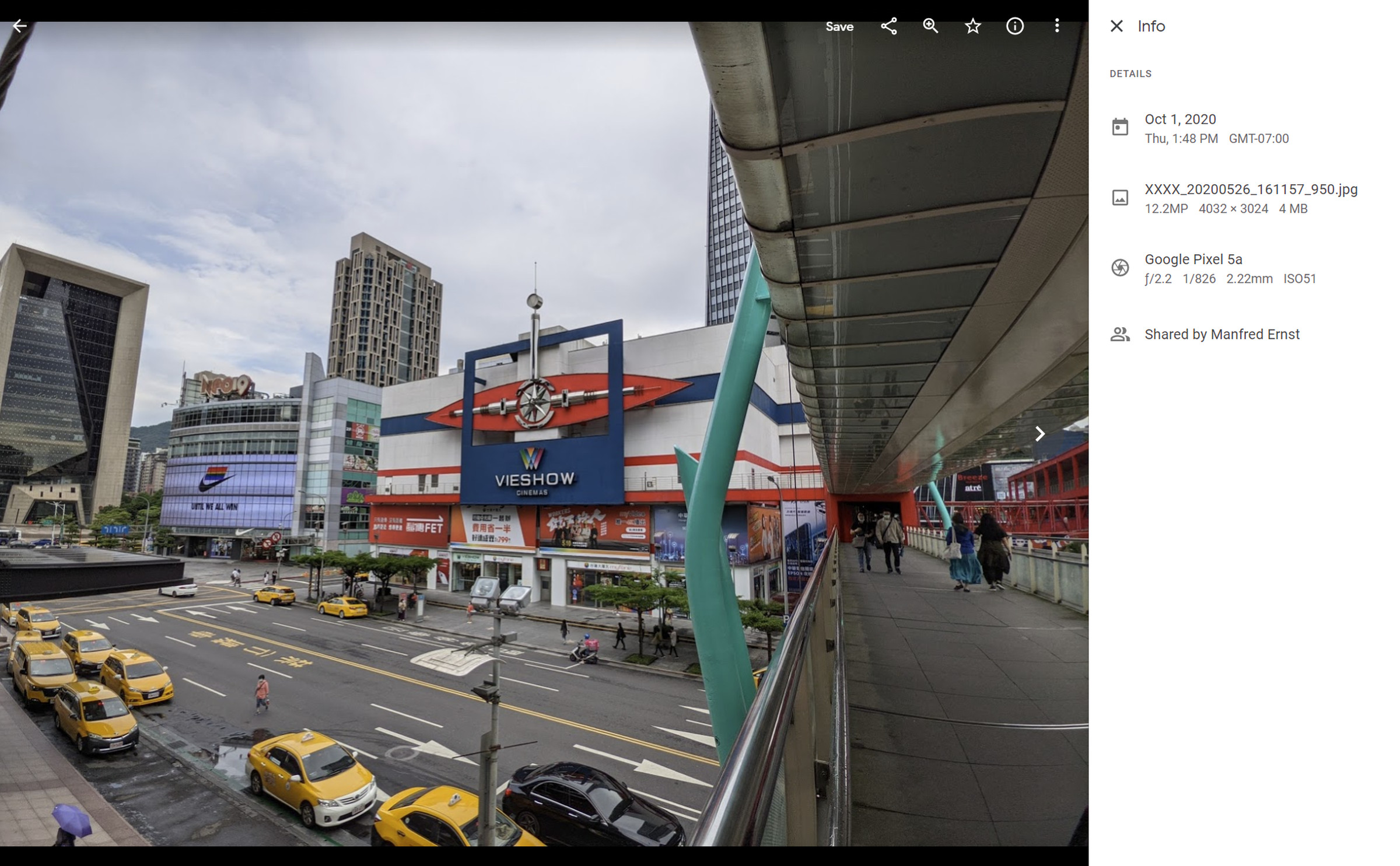 A screenshot of the photo’s EXIF data before it was removed.