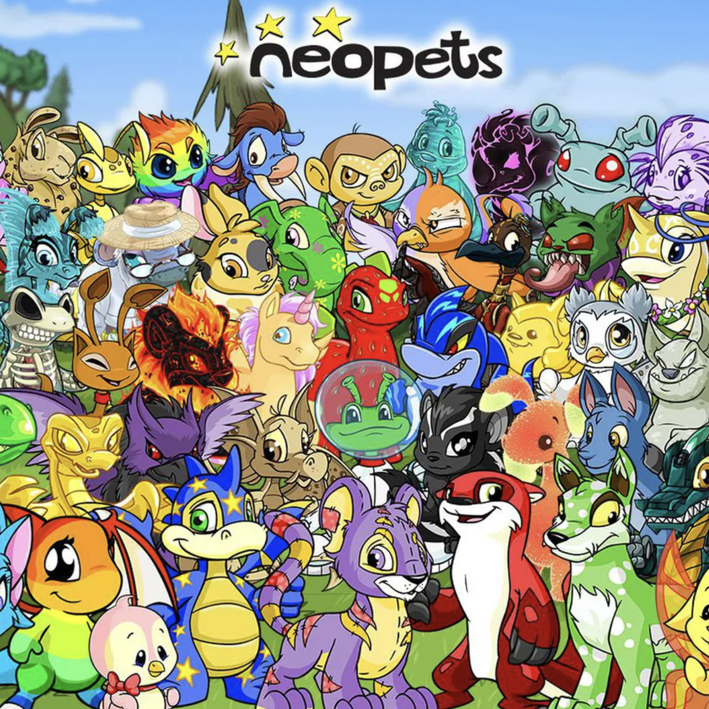 Image from Neopets.com featuring a collage of different neopet creatures