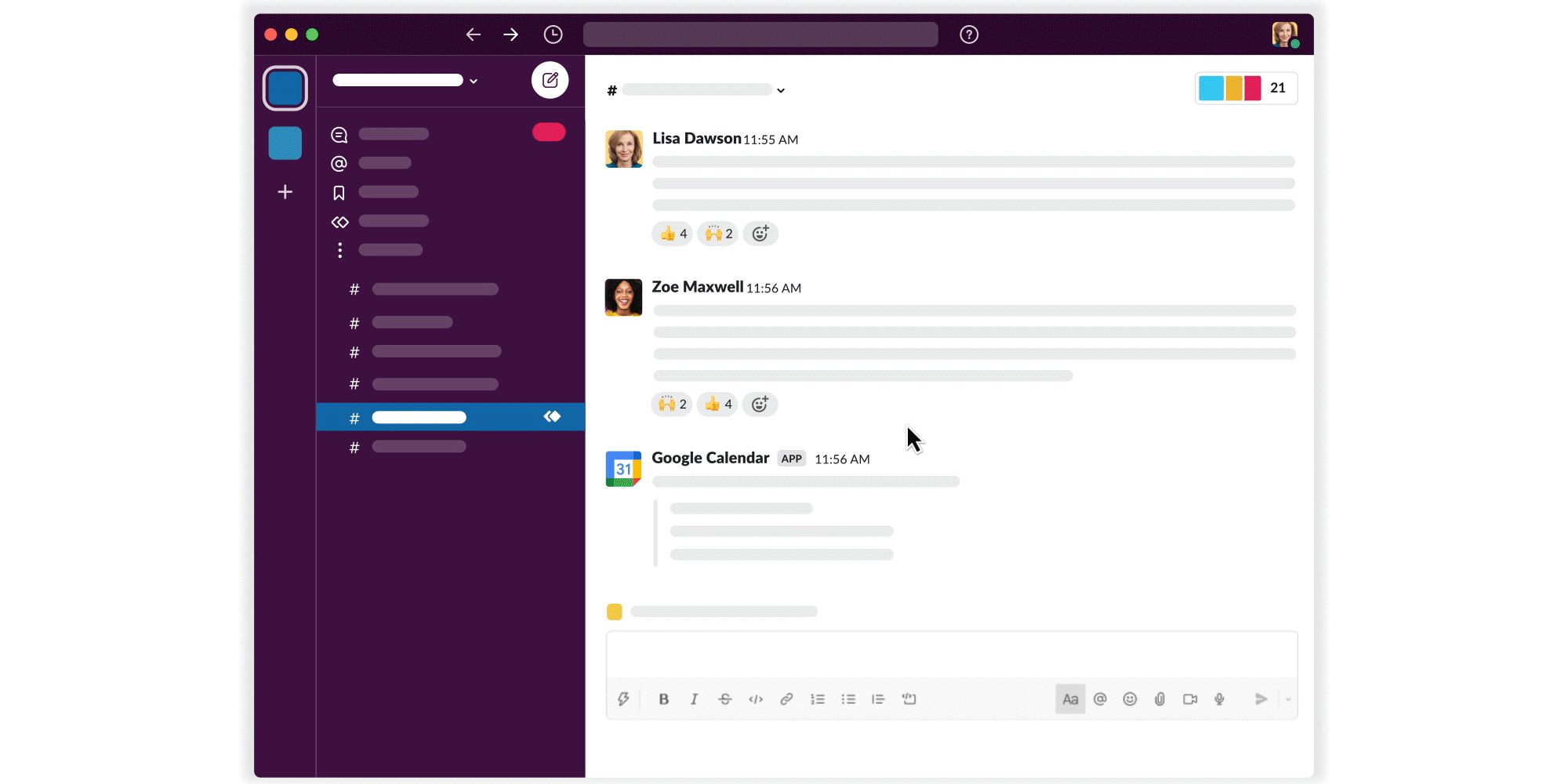 Slack’s new clips feature lets you record video and voice messages.