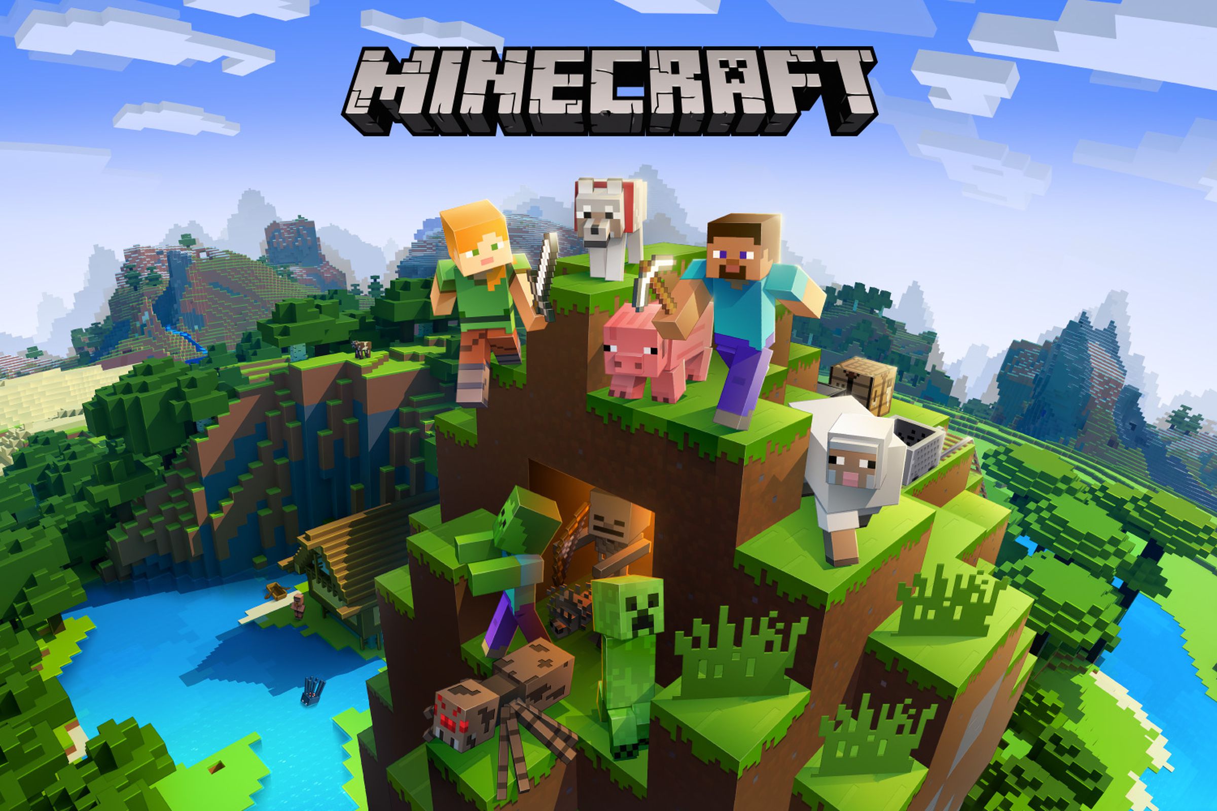 An illustration of Minecraft characters
