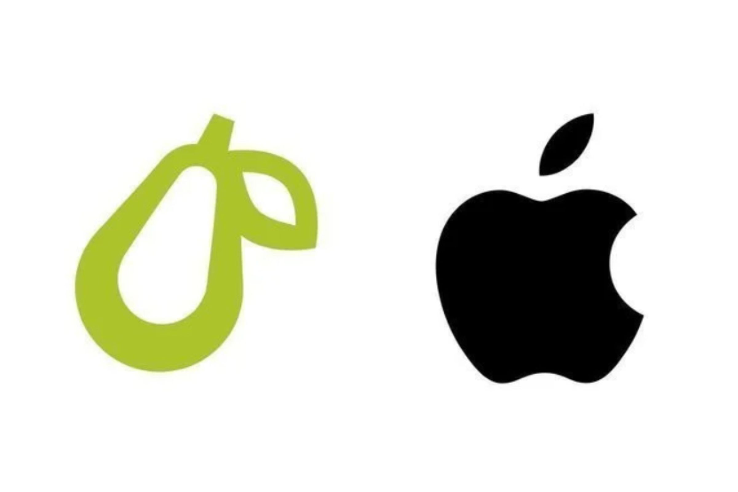 The original Prepear logo, compared to Apple’s.