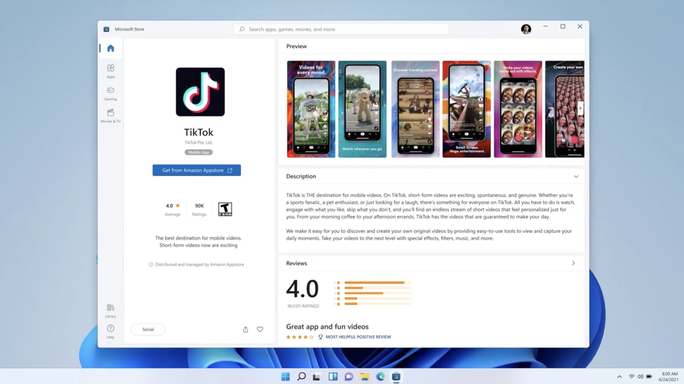 Android apps in the Windows store.