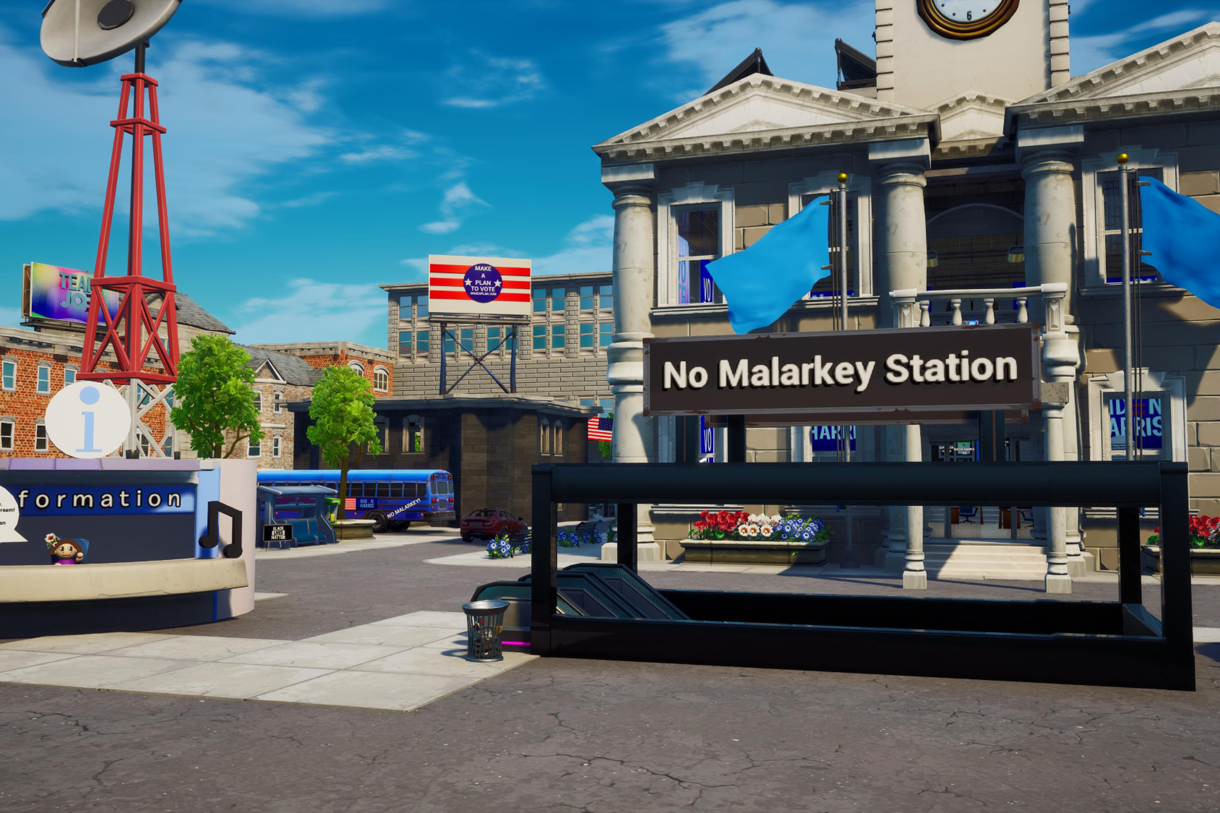 No Malarkey Station appears in the Biden-Harris campaign’s new Fortnite map
