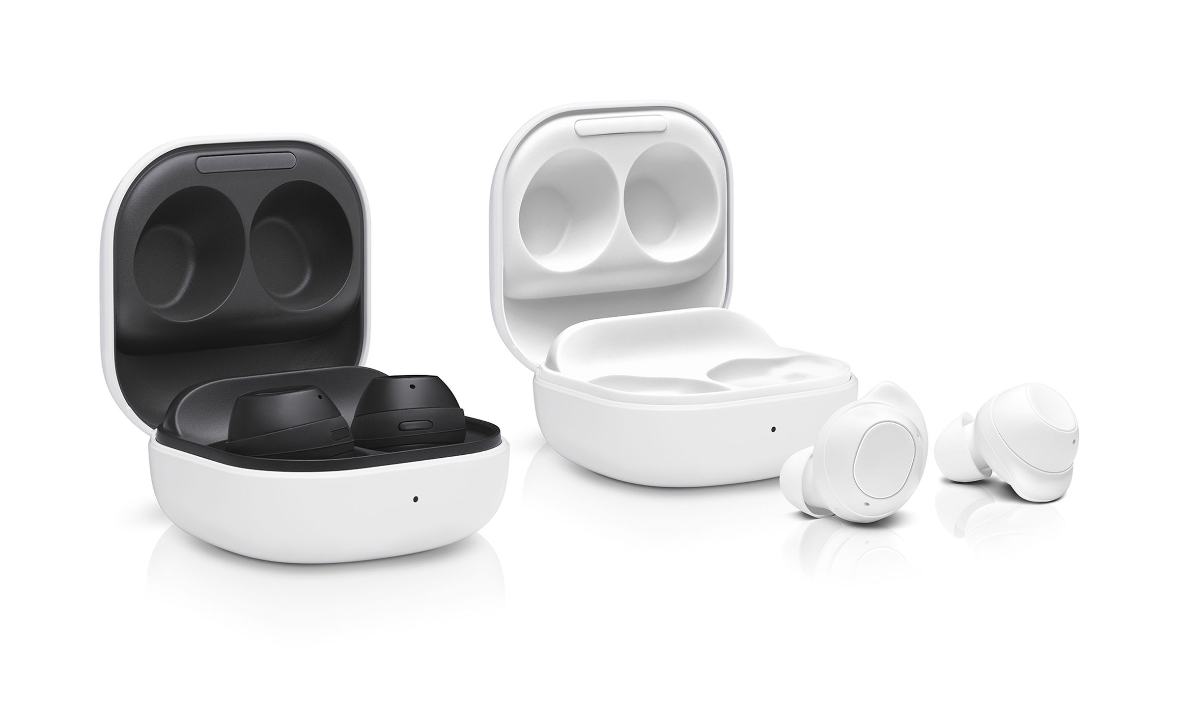 Samsung Galaxy Buds FE in black and white.