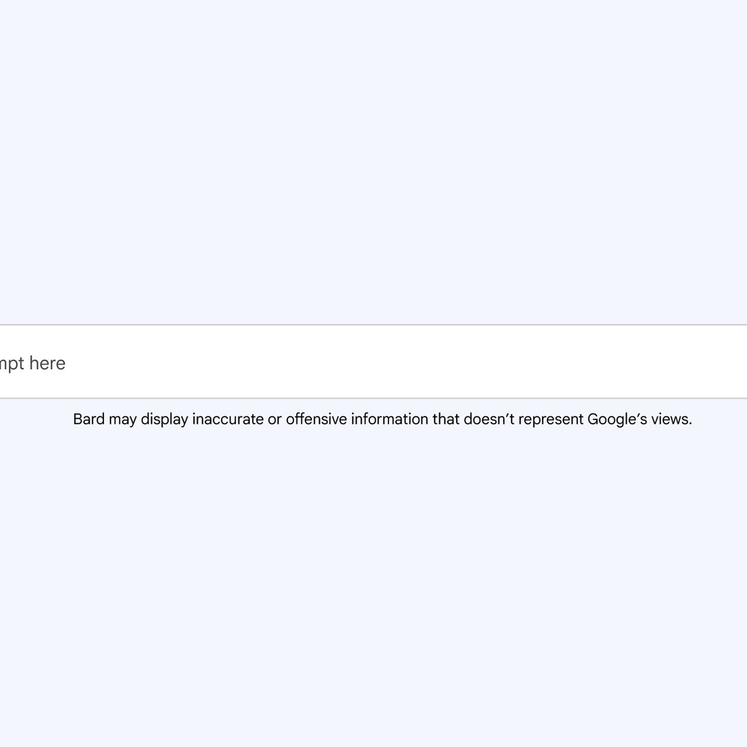 A screenshot of an empty Bard text field.
