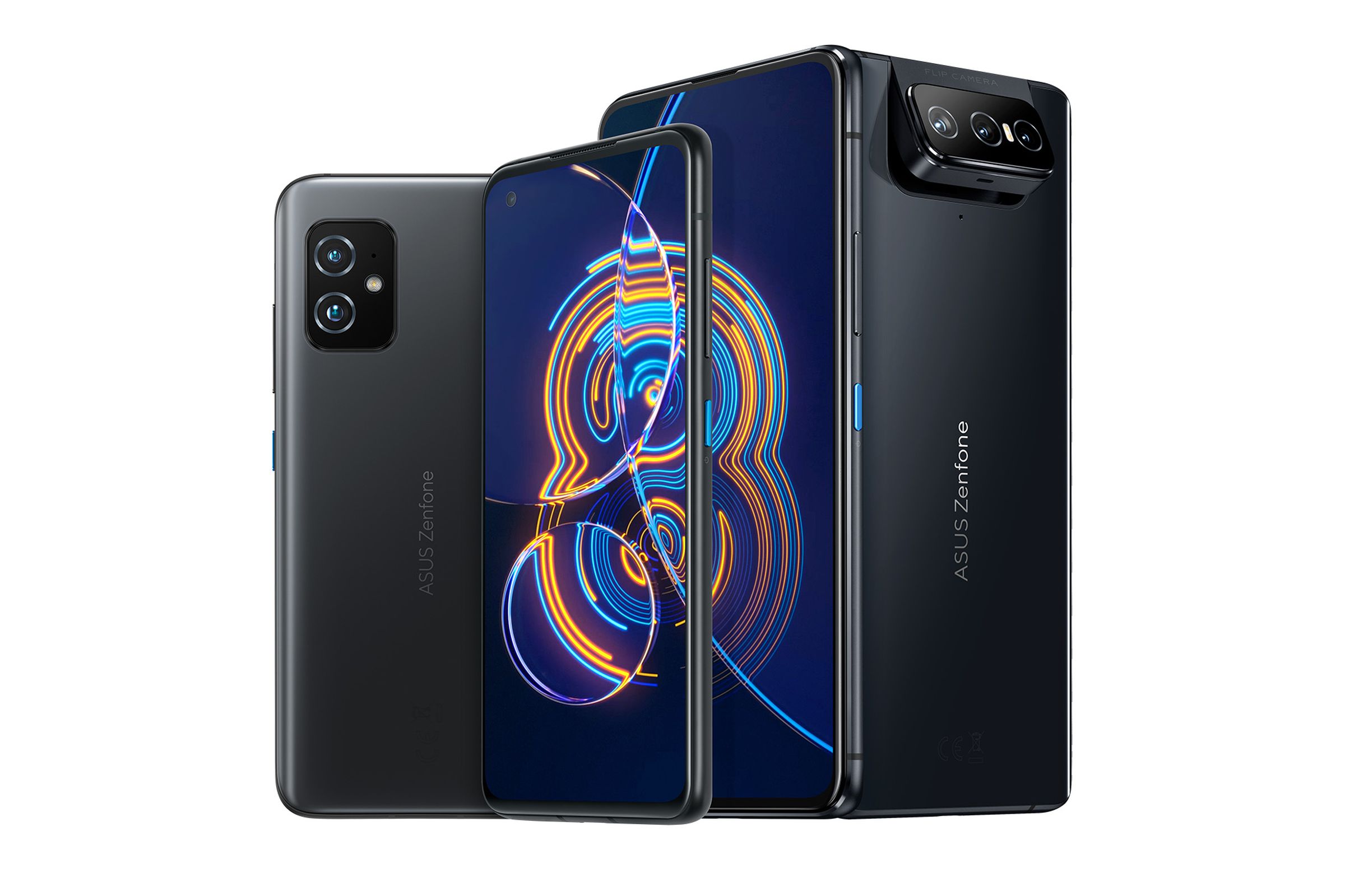 The larger, pricier ZenFone 8 Flip includes a camera module that rotates forward for selfies.