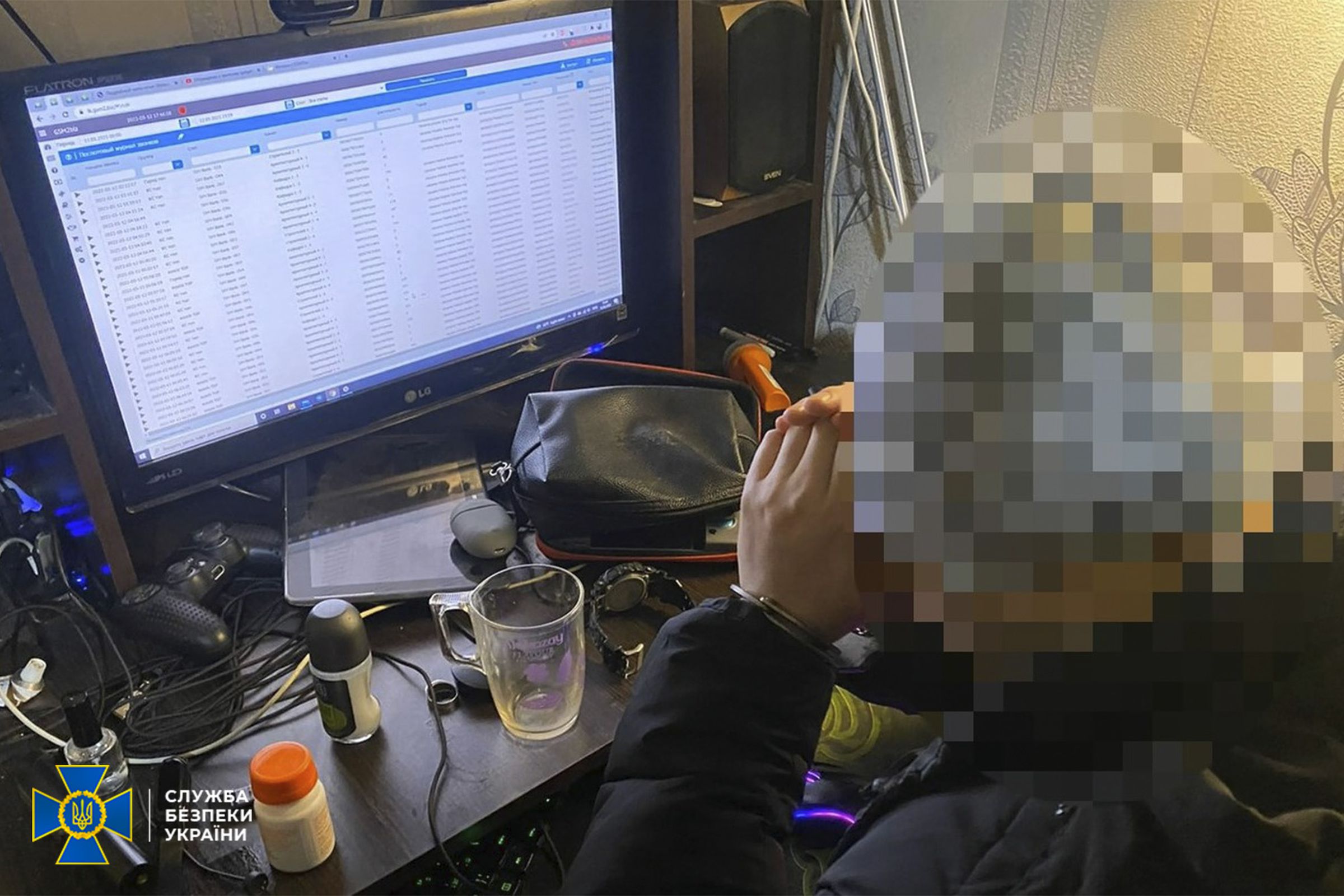 The computer workstation of an alleged hacker said to be supporting Russian troops in Ukraine.