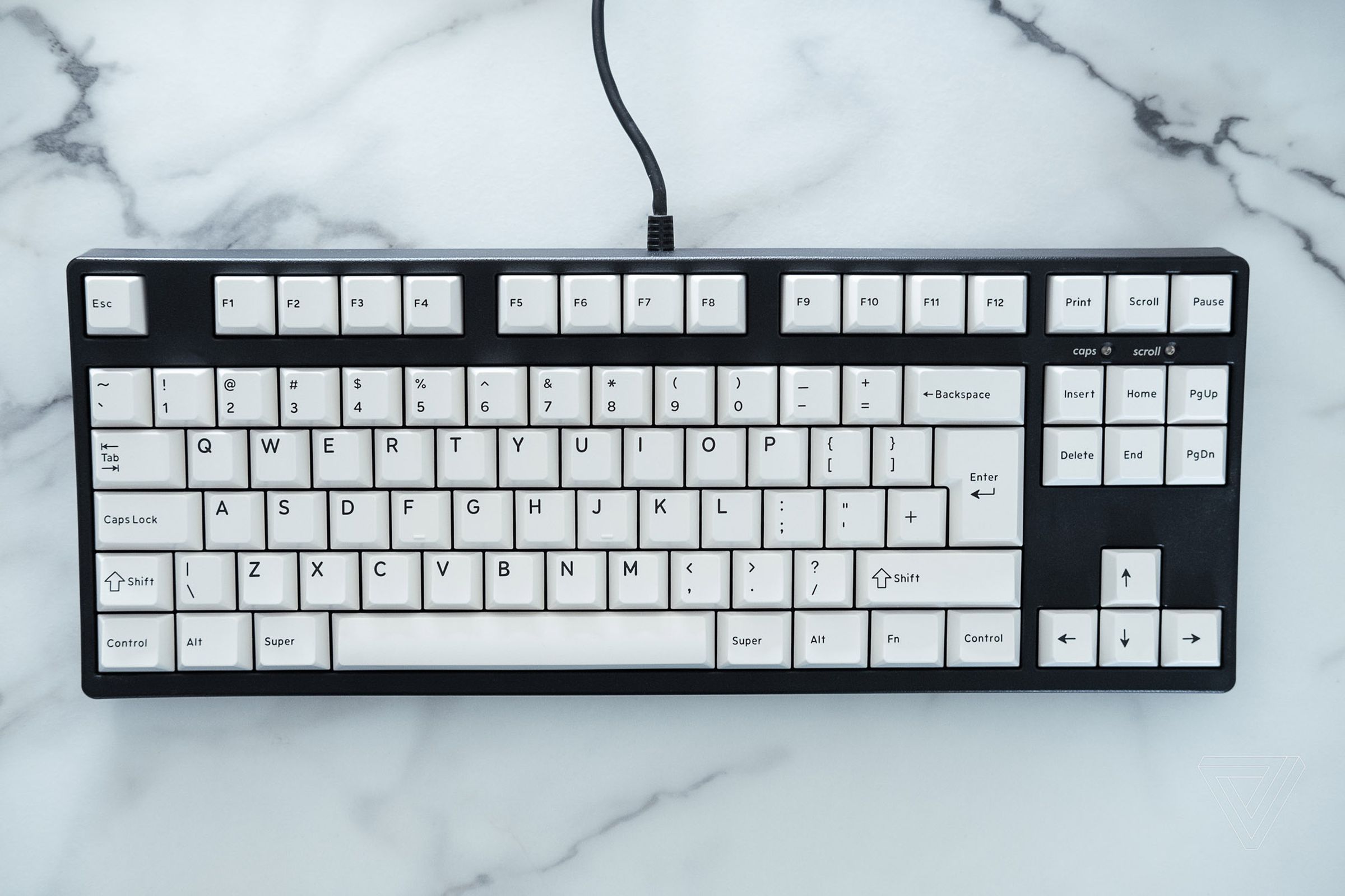 Drop’s black-on-white DCX keycaps installed on a Filco Majestouch 2.