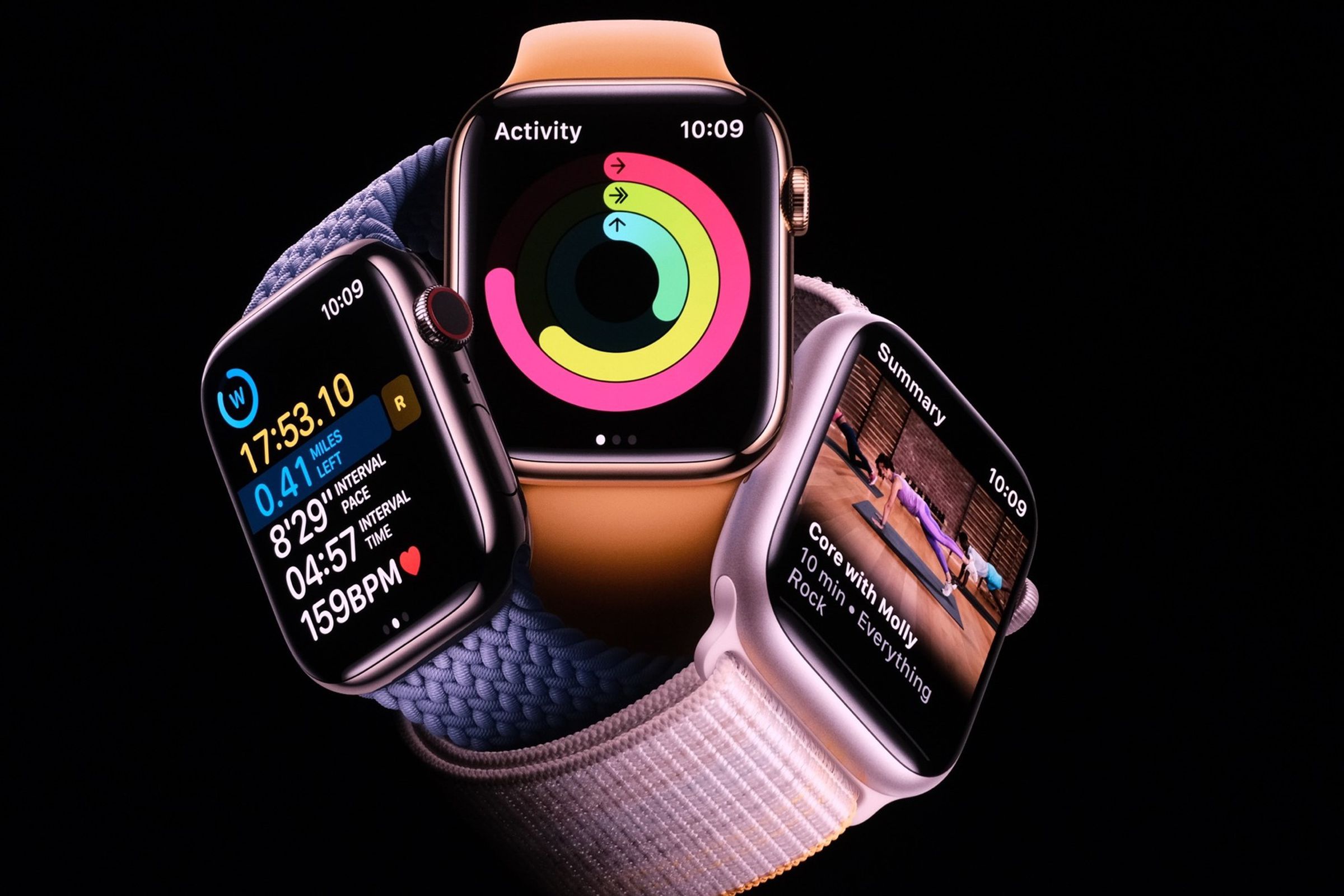 Three Apple Watch Series 8 models