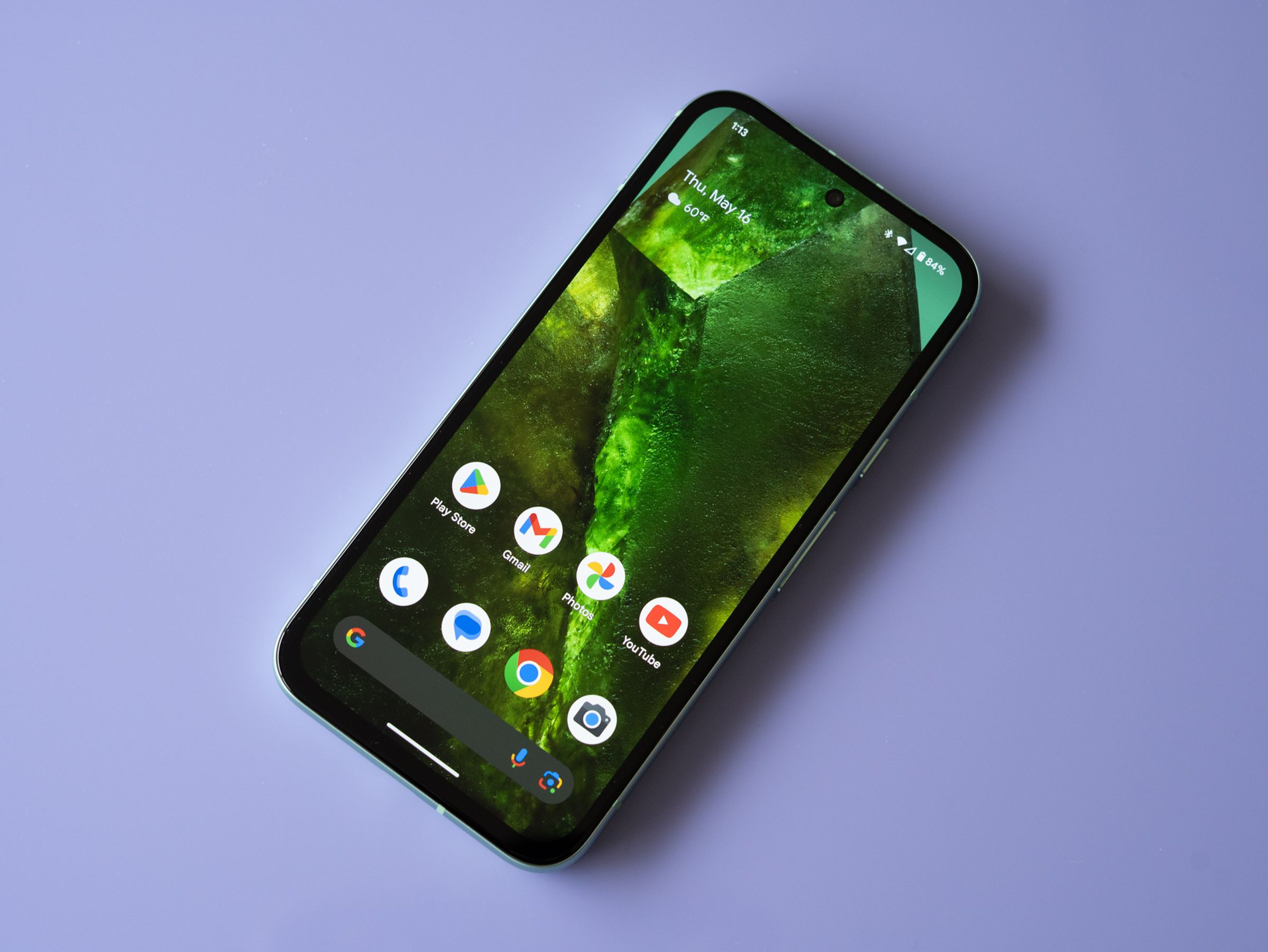 Google Pixel 8A showing home screen.